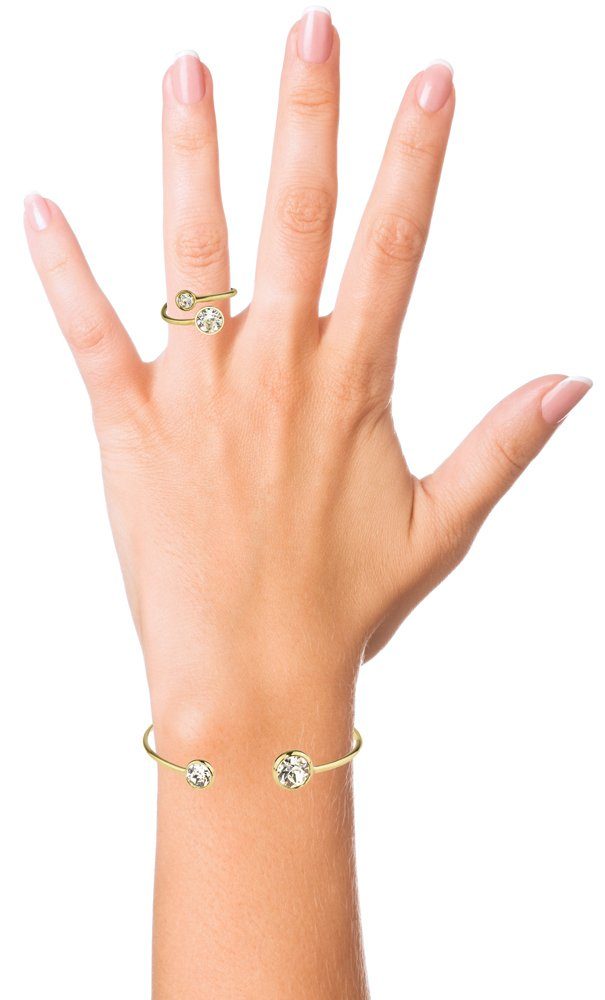 LUISIA® Armreif "Einreihiger Armreif Fjella mit zwei Kristallen von Swarovski®" (inkl. Schmuckbox)