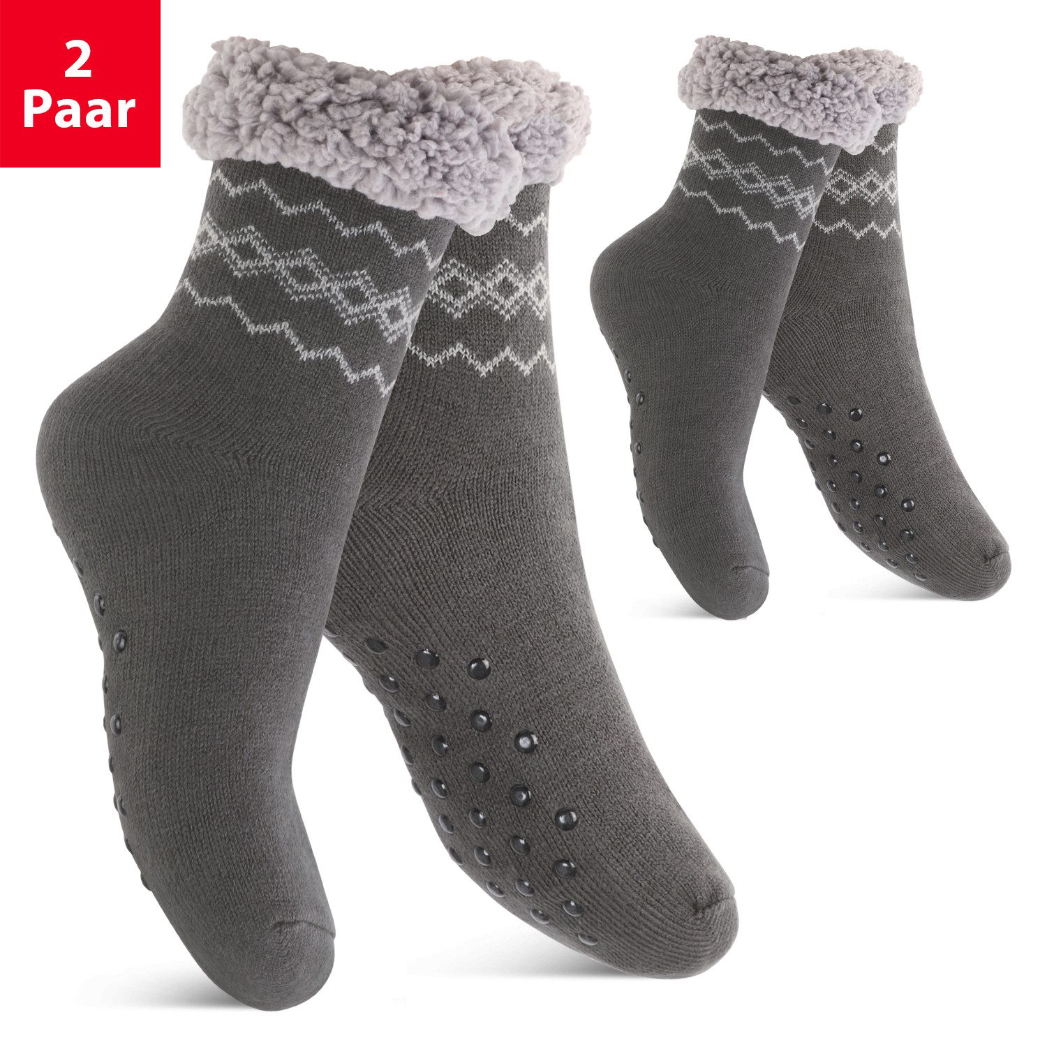 Footstar ABS-Socken Winter Haussocken Damen & Herren 1er oder 2er Kuschelsocken