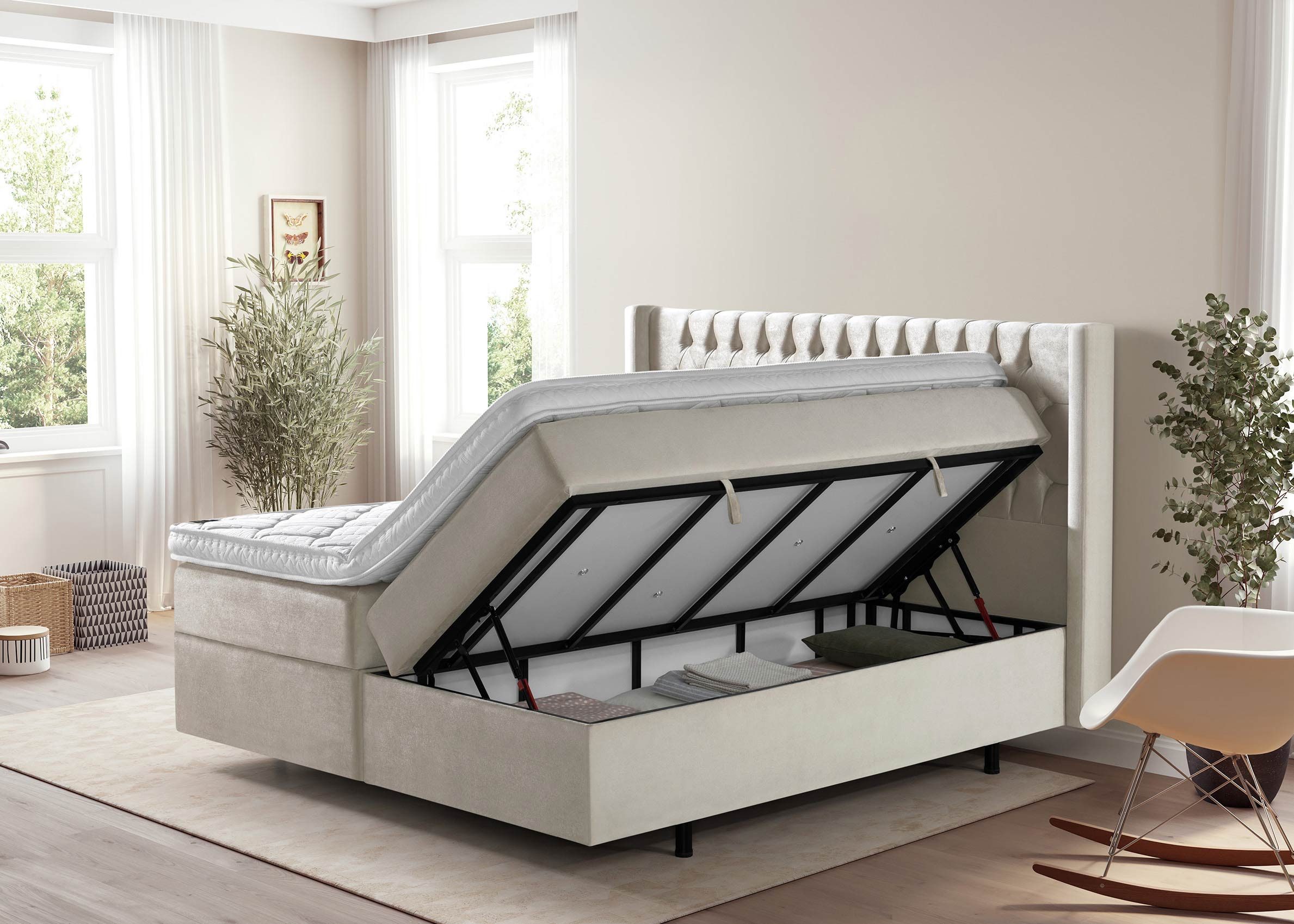BettCo Stauraumbett Boxspringbett mit Bettkasten Florida günstig online kaufen