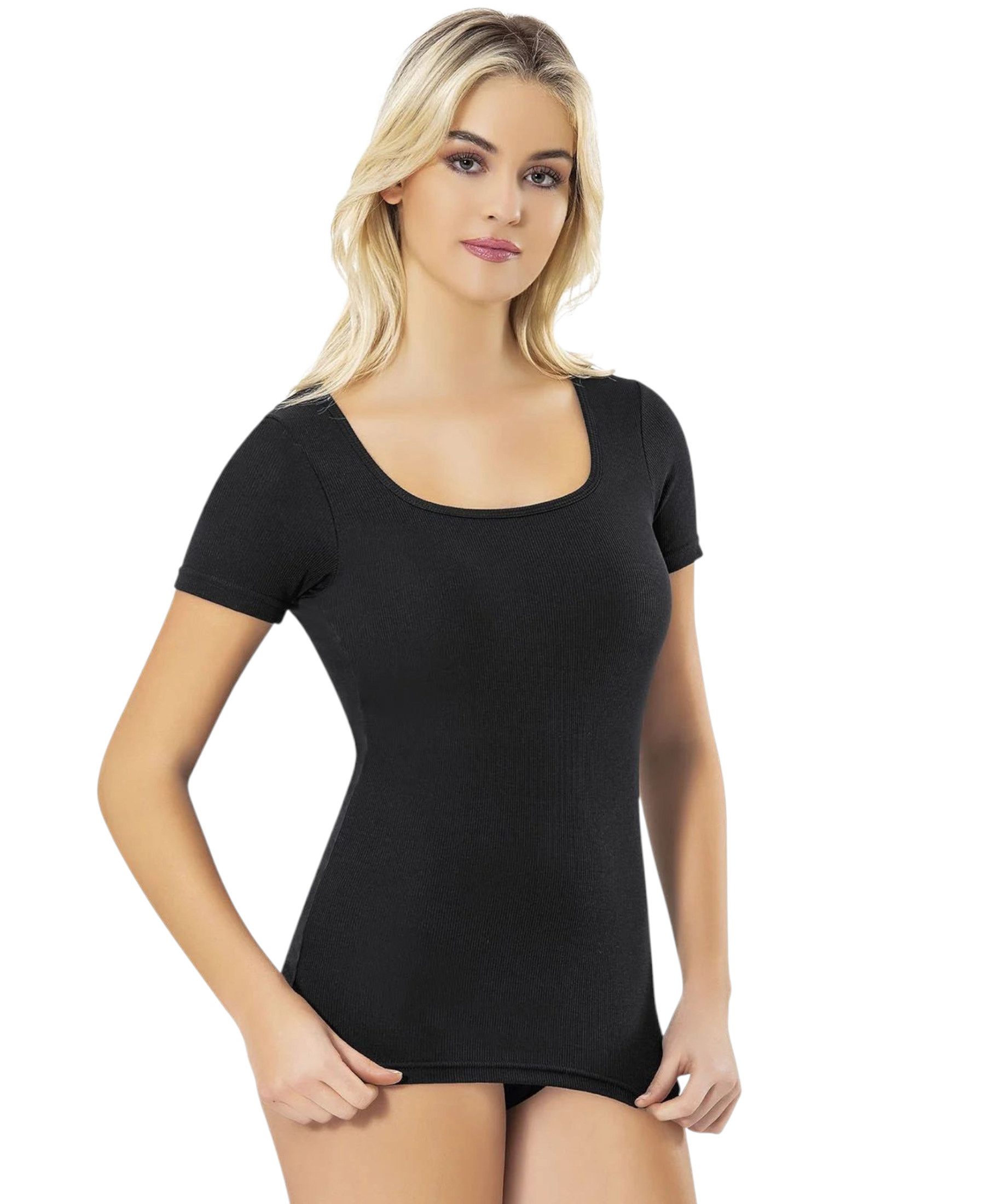 fashionshowcase Shirttop Damen Modal-Rippshirt mit Karree-Ausschnitt, günstig online kaufen