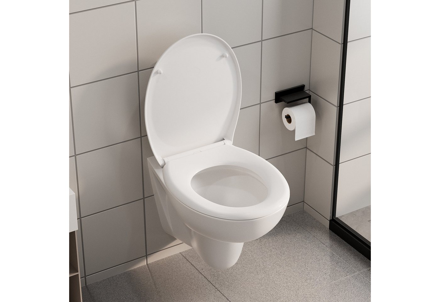 Thumbnail - DERW MAX WC-Sitz Oval Form Toilettensitz mit Absenkautomatik Softclose Scharnier, 1-St, Quick Release zur Reinigung abne...