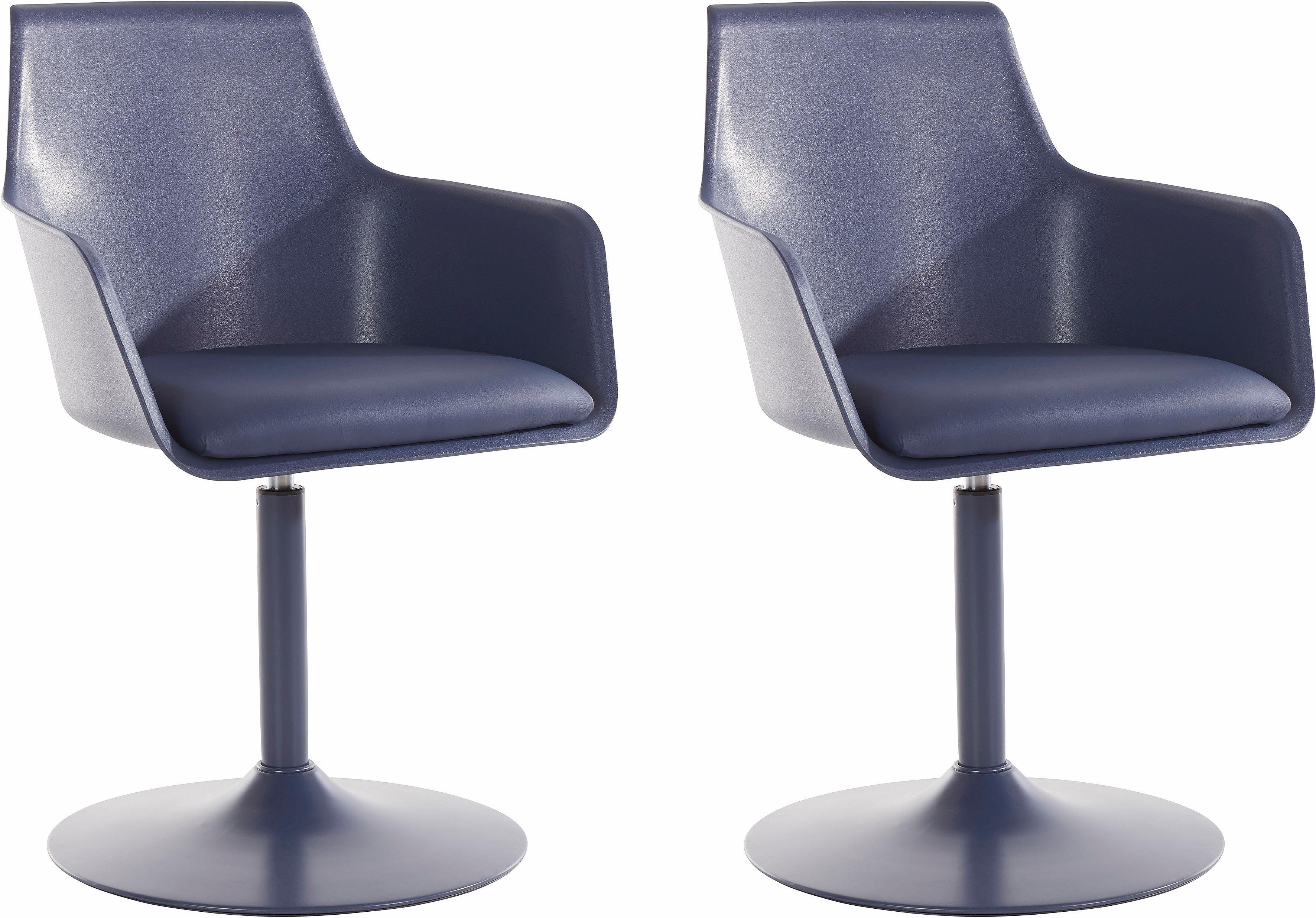 INOSIGN Esszimmerstuhl Ontario (Set, 2 St), Kunststoffschale mit Sitzkissen in Kunstleder bezogen, Metallgestell dunkelblau