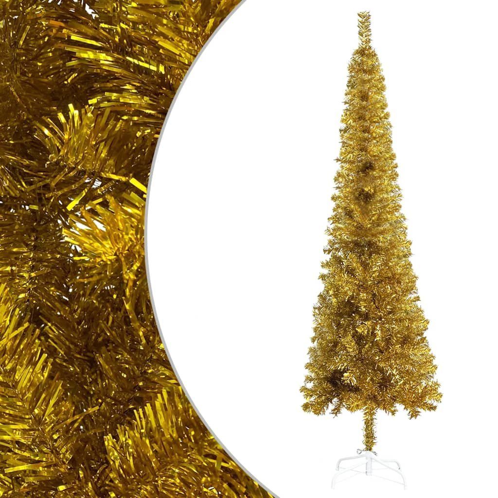 furnicato Künstlicher Weihnachtsbaum Schlanker Weihnachtsbaum Golden 180 cm