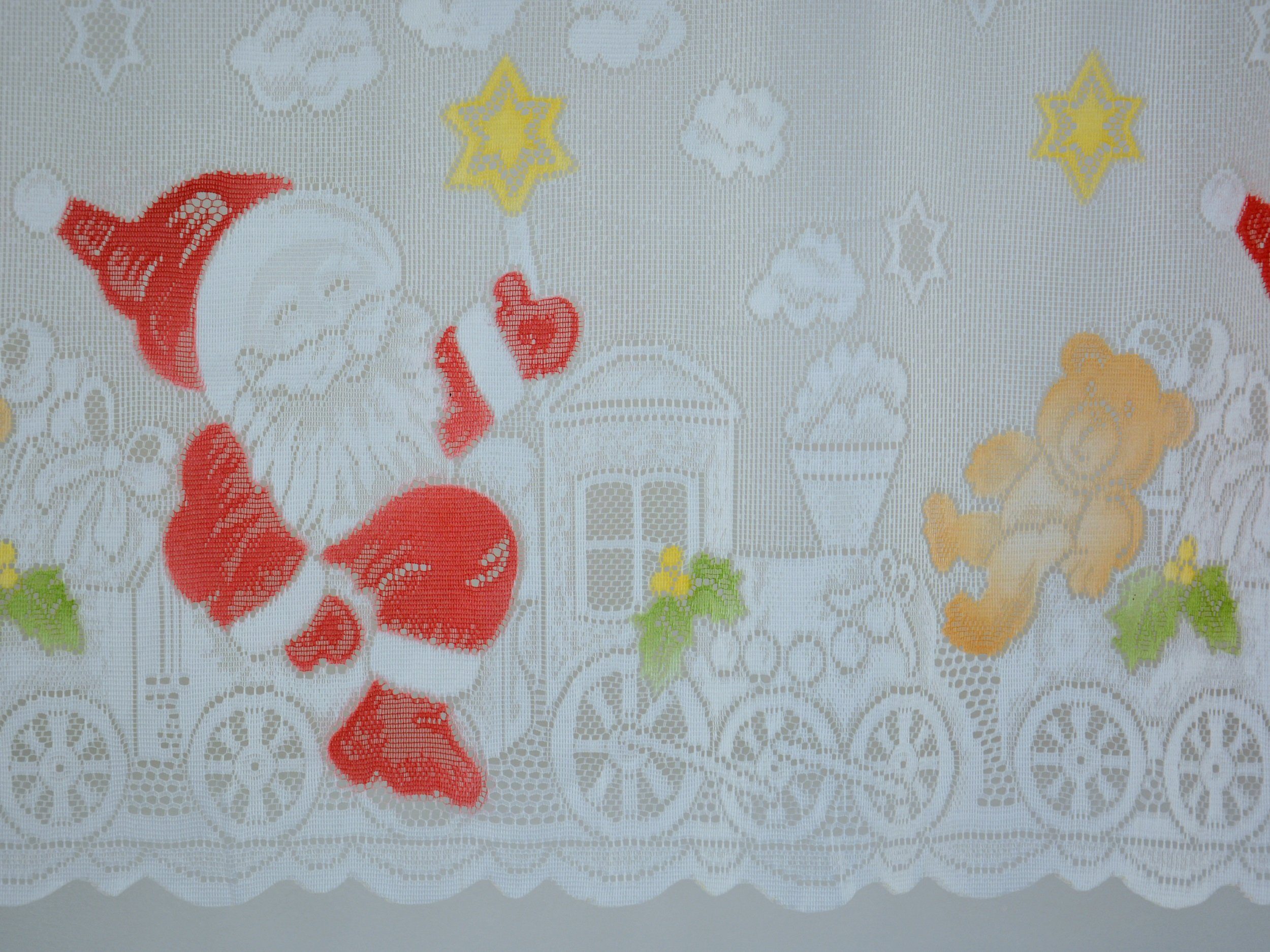 HxB Scheibengardine, Weihnachtsmann Scheibengardine St), Store Clever-Kauf-24, (1 Zug, Stangendurchzug transparent, 50x140cm, Scheibengardine