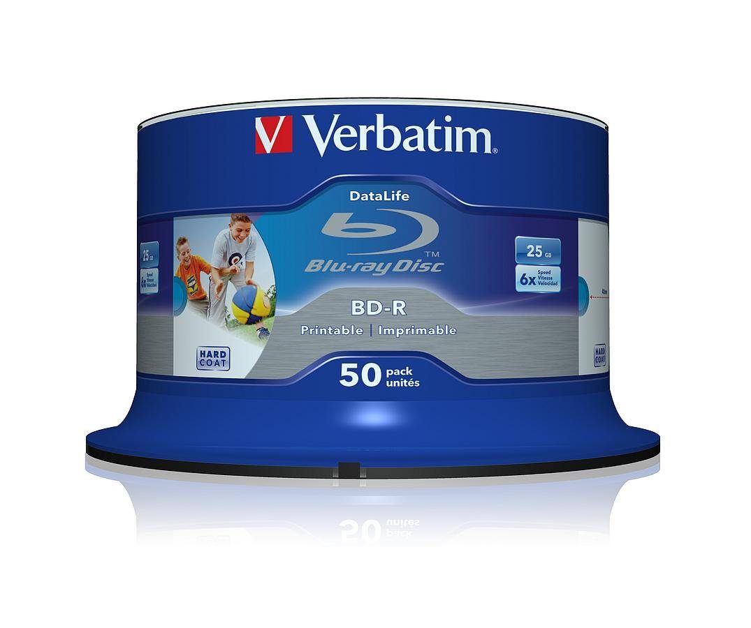 Verbatim Blu-ray-Rohling Blu-Ray BD-R SL Datalife HTL 25GB Spindel bedruckbar