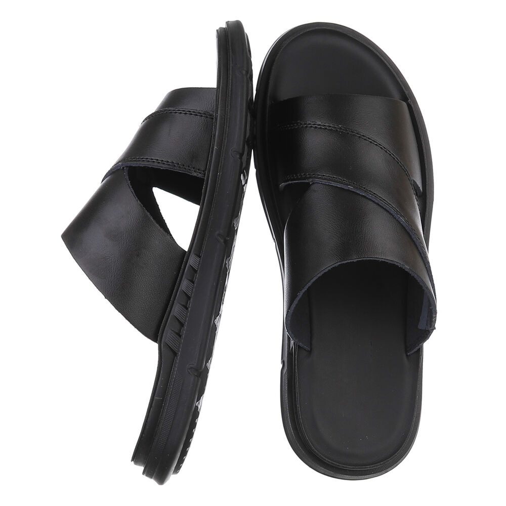 Coolwalk Echtleder Bequeme Herren-Sandalen mit Kreuzband schwarz für Freize günstig online kaufen