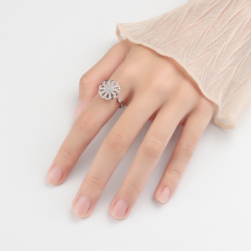 Haiaveng Fingerring Ring S925 verstellbarer Anti-Angst Ringe, Stressreduzierender für Damen, Silber Ringe, Spinning Sterling Ring