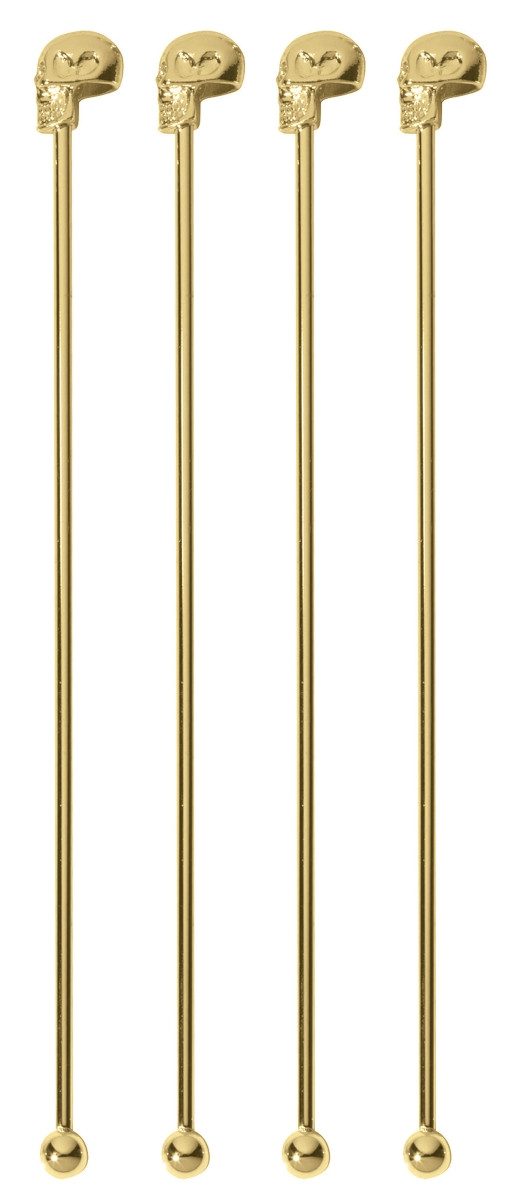 Cocktail-Set Bar Utensils Rührer Totenkopf gold Set4