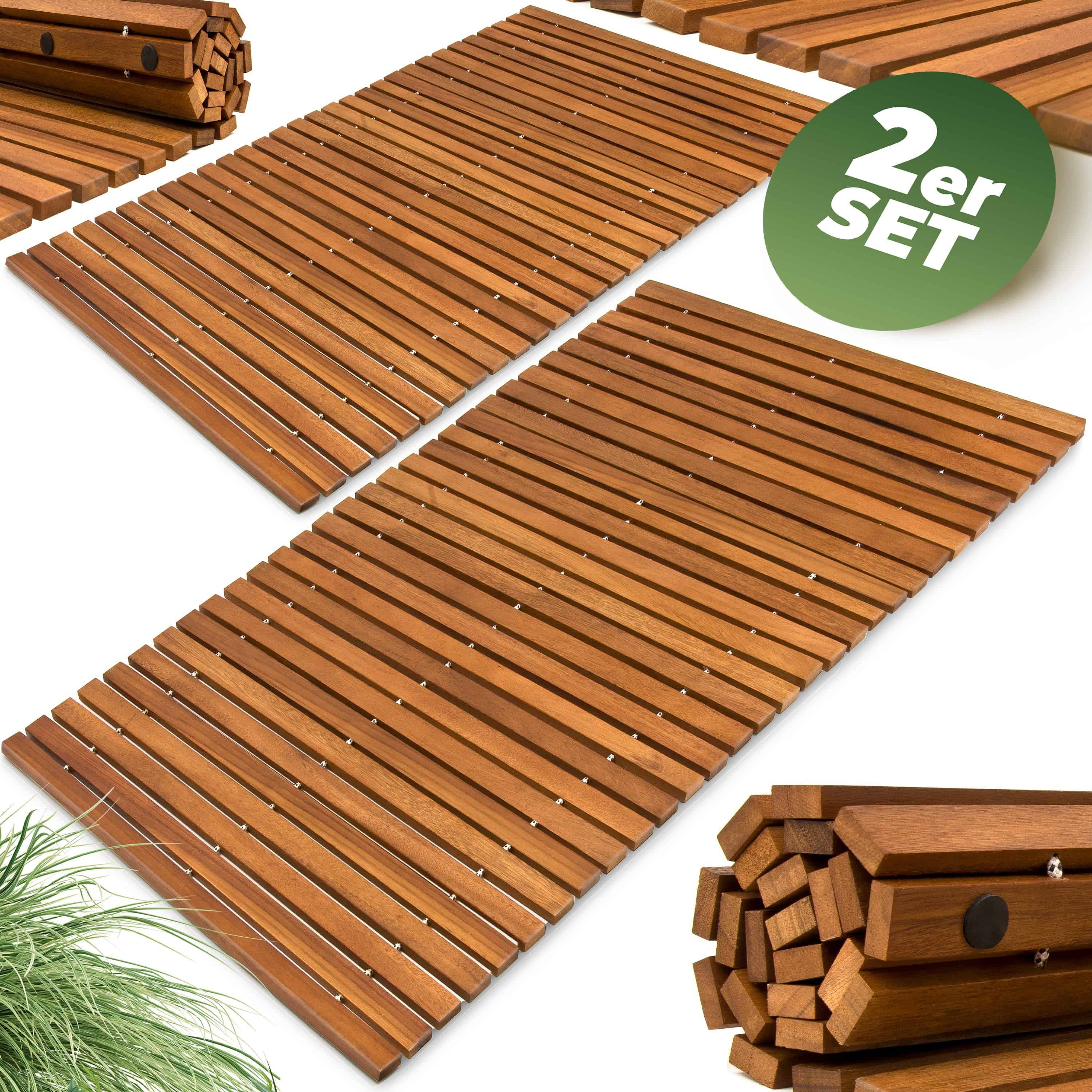 Deuba Badematte, Höhe 2.5 mm, Rutschhemmend, Holz, Badvorleger, 2x Badvorle günstig online kaufen