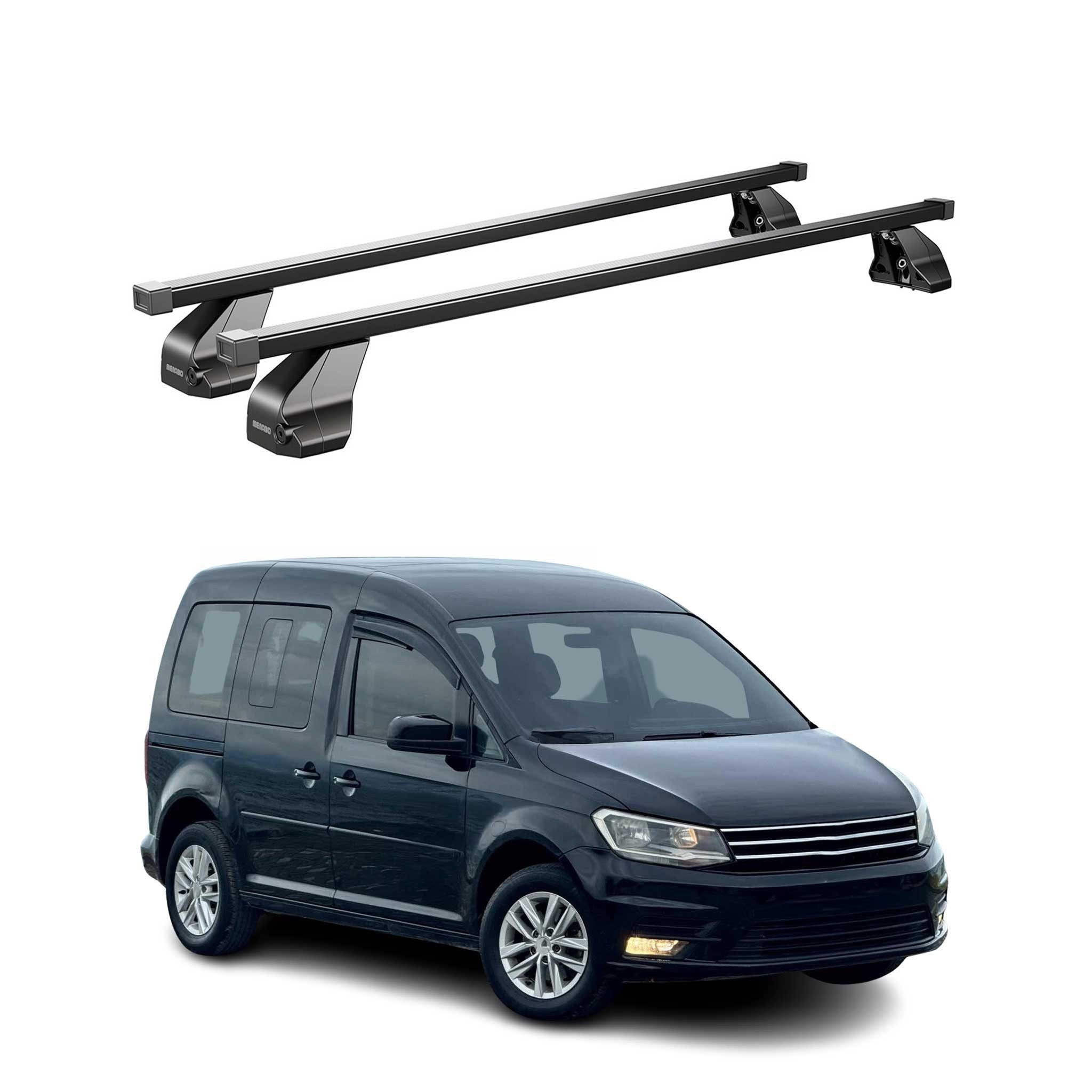 OMAC Dachträger Stahl Gepäckträger für VW Caddy 2015-2020 Schwarz 2tlg (2-St), Wasserbeständig,Abnehmbar,Multifunktional,Leichtgewichtig