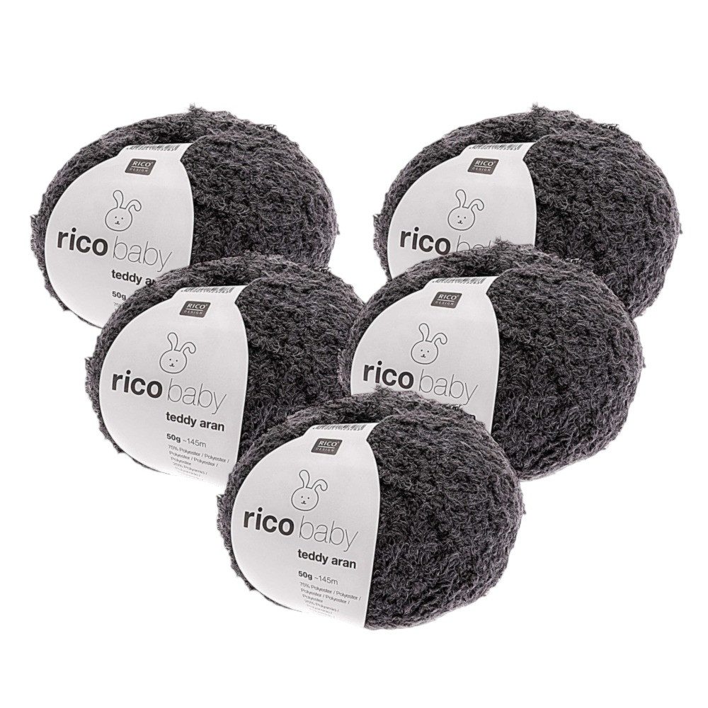 Rico Design 5 x RICO BABY TEDDY ARAN Häkelwolle, 270 m