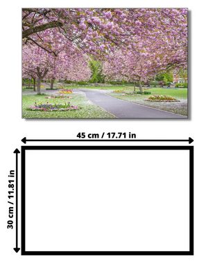 Victor (Zenith) Acrylglasbild Acrylglasbild \"Blüten im Park\" - Größe: 30 x 45 cm, Landschaften, in 30x45 cm, Glasbilder Blumen, Wohnzimmer & Schlafzimmer