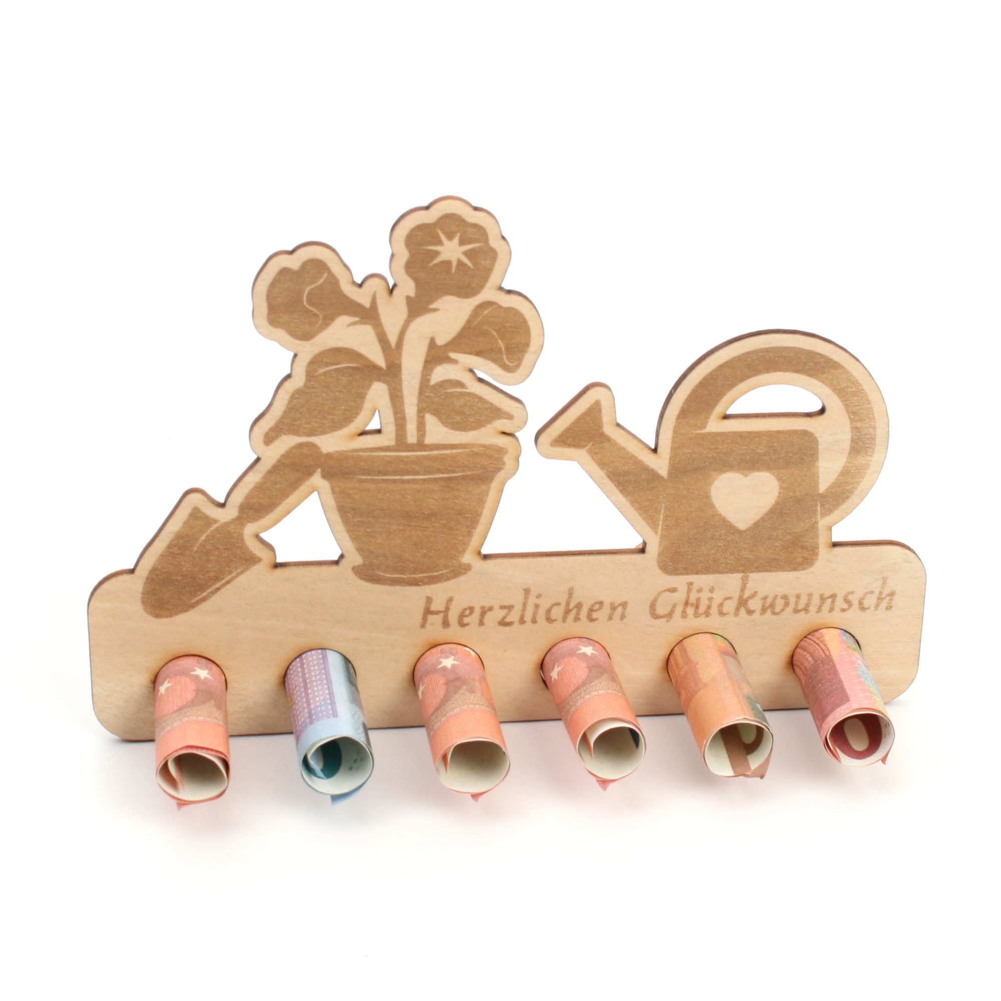 Kreative Feder Glückwunschkarte Geldgeschenk für Hobby & Freizeit, origineller Geldscheinhalter aus Holz mit 6 Löchern für Geldscheine