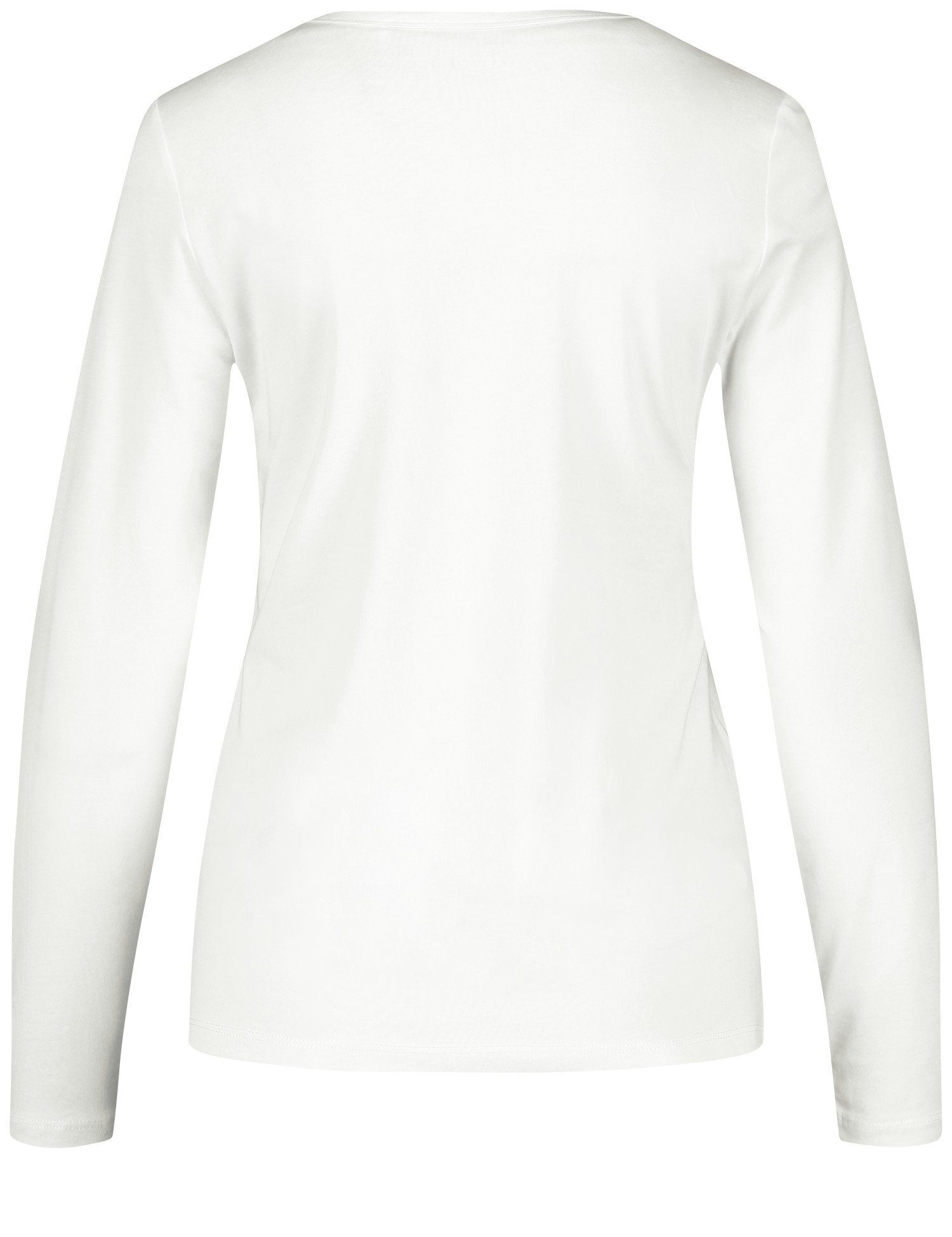 GERRY WEBER Langarmshirt Basic Langarmshirt Stretchkomfort Off-white mit