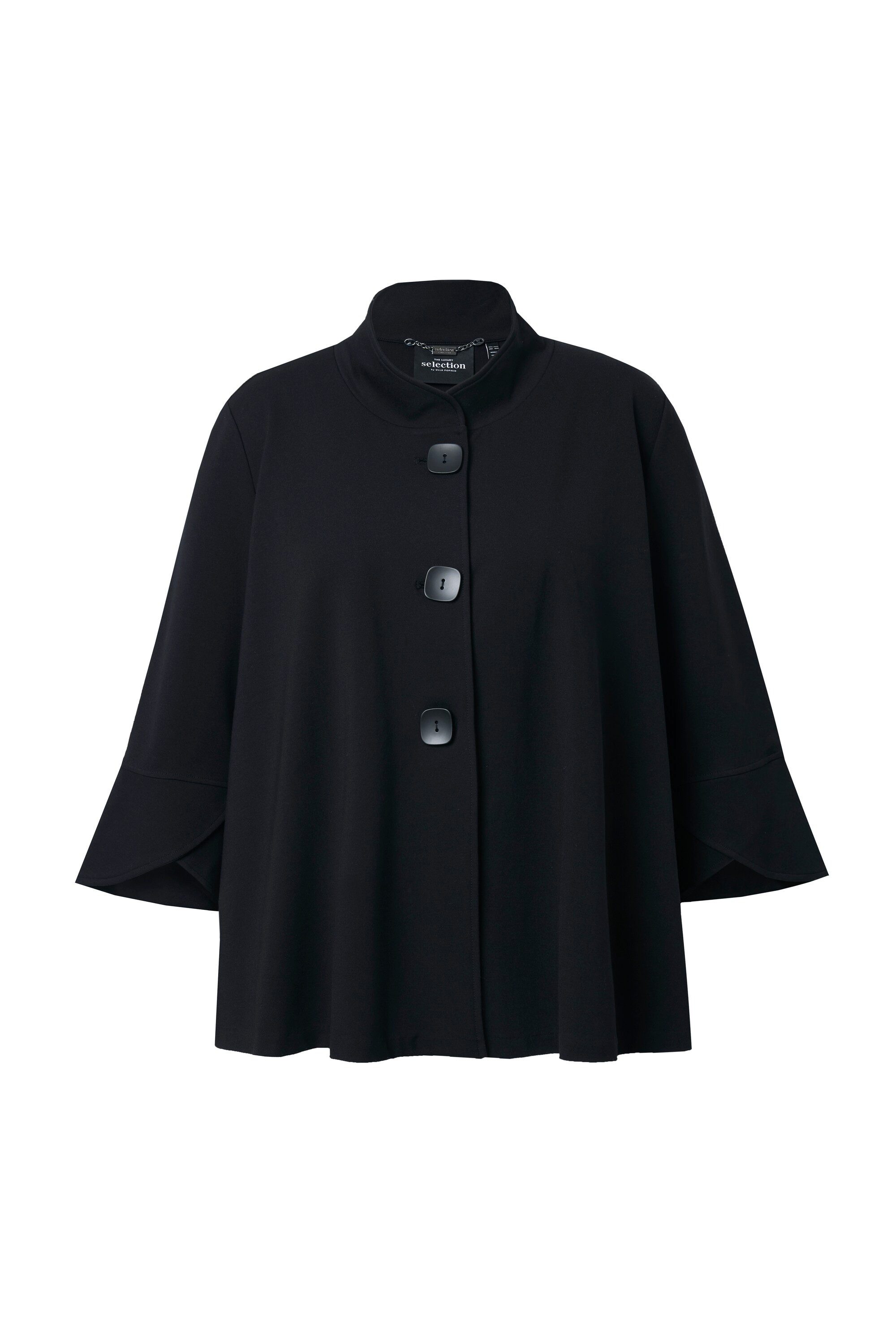 Ulla Popken Sweatjacke Punto-Sweatjacke weite A-Linie Stehkragen 3/4-Arm