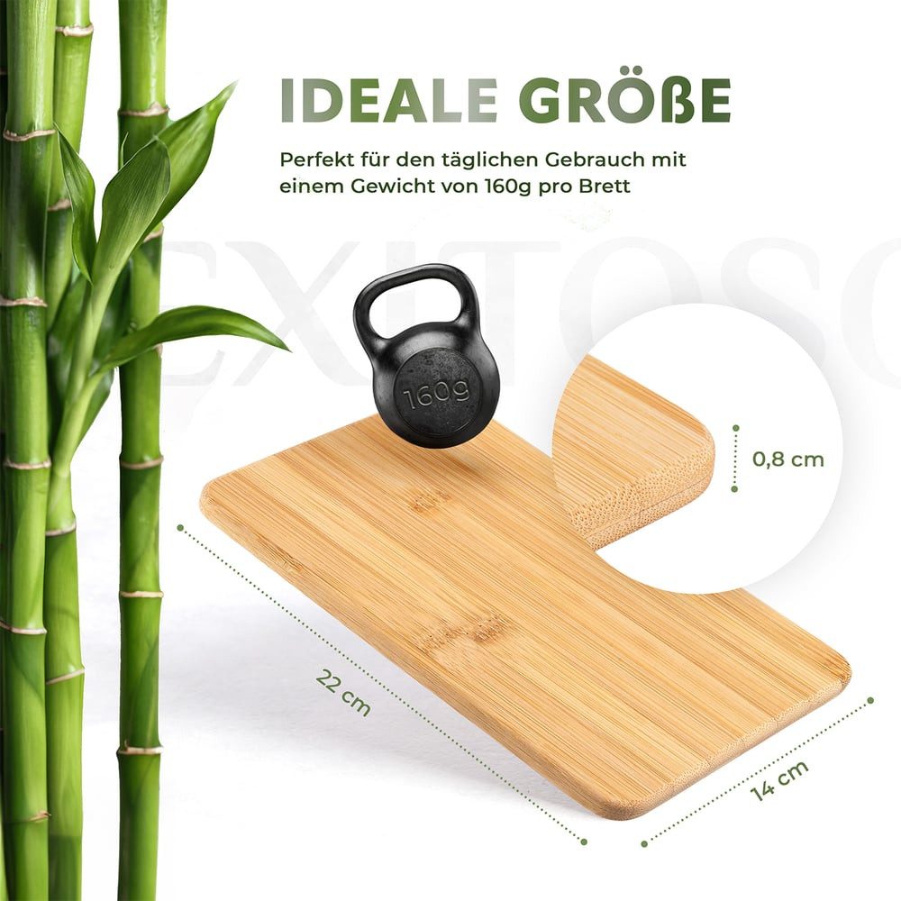 Exitoso Schneidebrett 6er-Set spülmaschinenfest mit Saftrille, Bambus, (6-St), Brotzeitbrett Frühstücksbrettchen Brot Obst Steak rutschfest – Bild 3 von 5