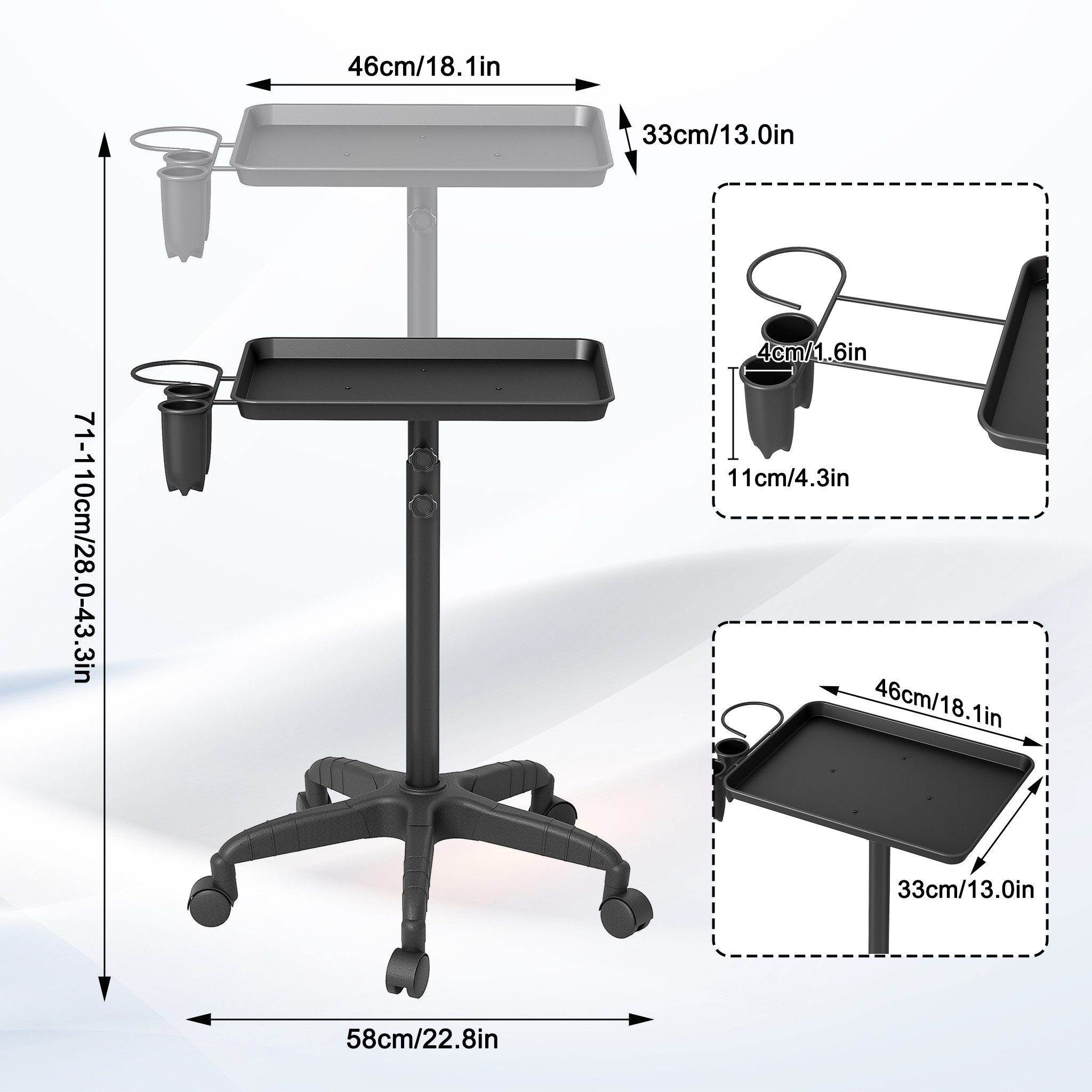 FIVMEN Servierwagen Höhenverstellbarer Salonwagen 71–105,5 cm, Kosmetikwage günstig online kaufen