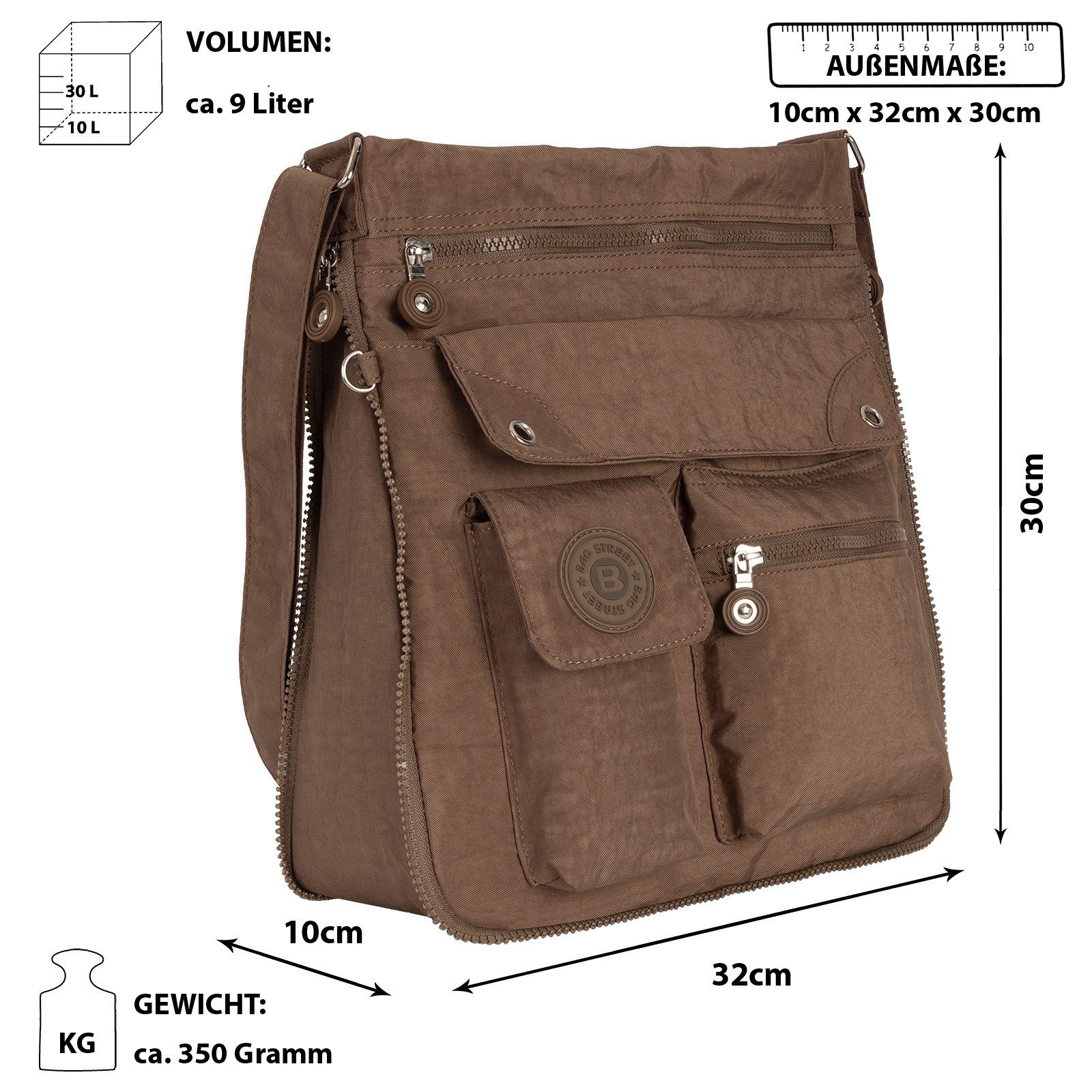 Handtasche STREET Braun BAG Schwarz, Schlüsseltasche Schultertasche, tragbar Umhängetasche als Schultertasche Umhängetasche Damentasche