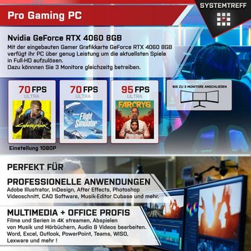 SYSTEMTREFF Gaming-PC (AMD Ryzen 7 5700X, GeForce RTX 4060, 32 GB RAM, 1000 GB SSD, Luftkühlung, Windows 11, WLAN)