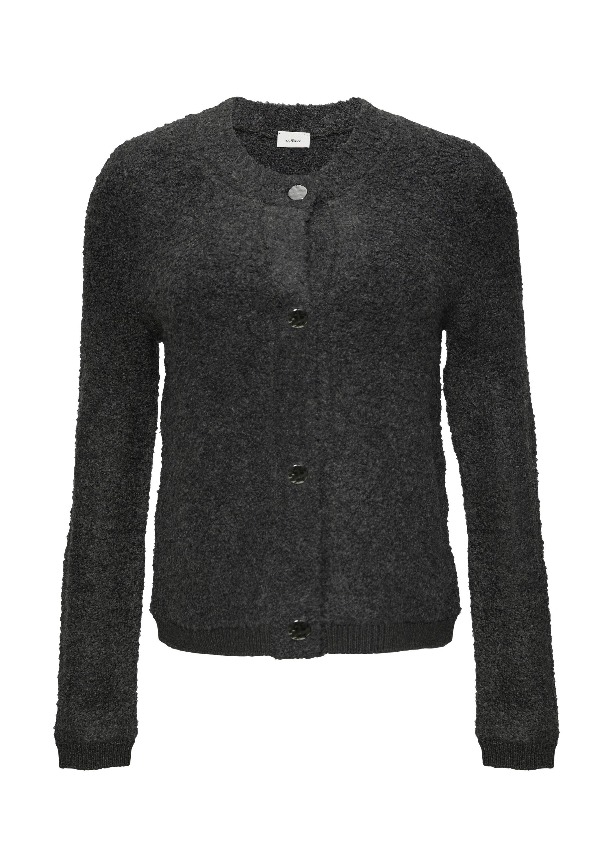 s.Oliver Cardigan Strickjacke Strickjacke aus Bouclé im Wollmix
