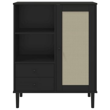 vidaXL Highboard Highboard SENJA Rattan-Optik Schwarz 90x40x112 cm Kiefernholz (1 St)