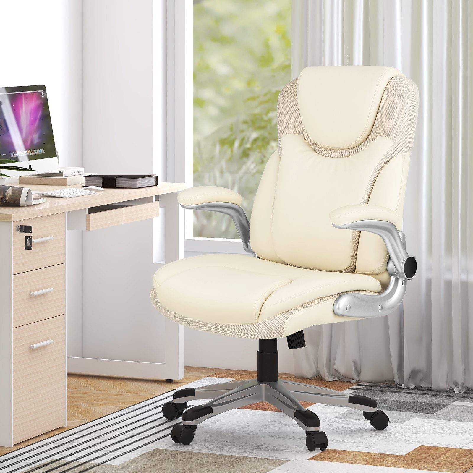 COSTWAY Bürostuhl, mit Wippfunktion, höhenverstellbar, drehbar, günstig online kaufen