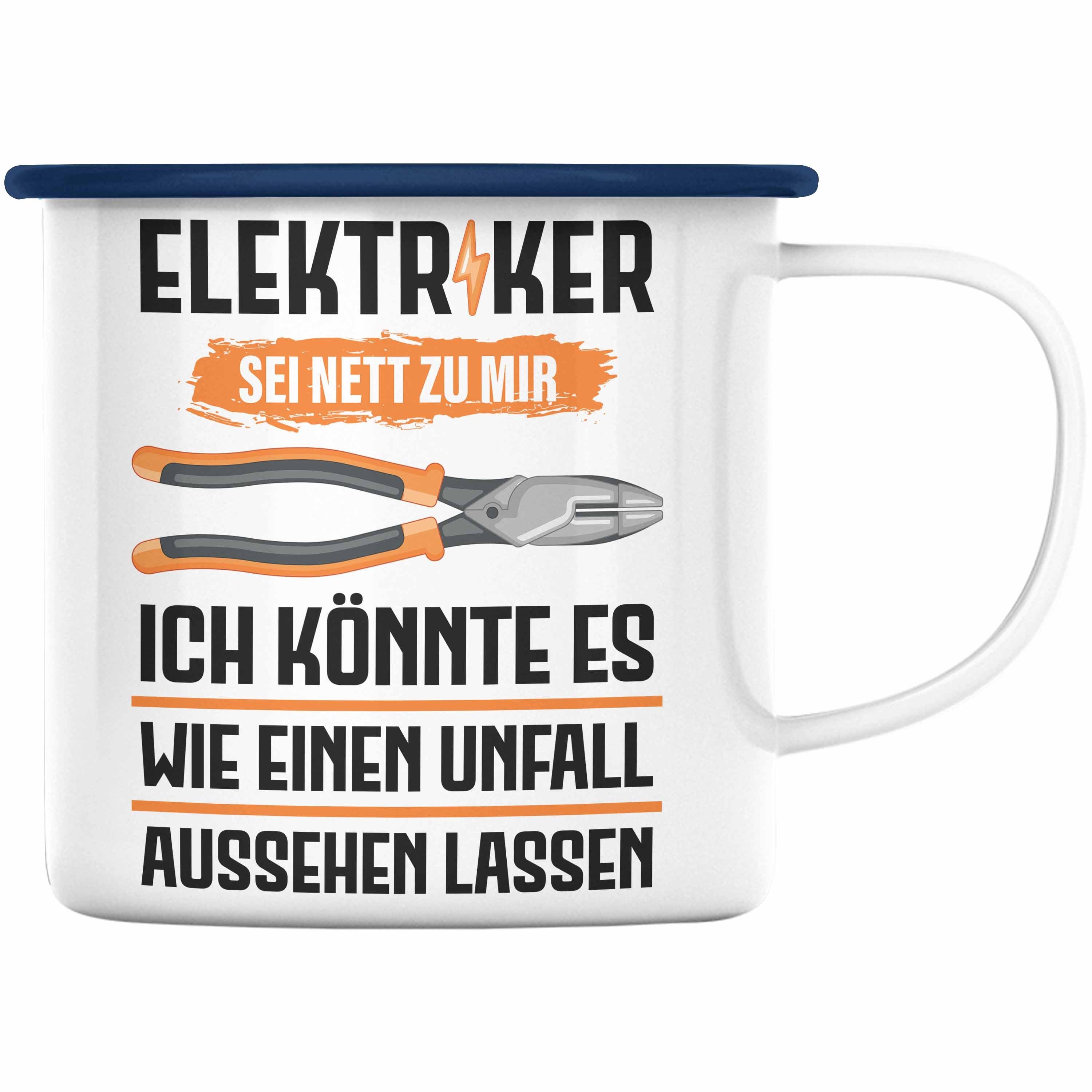 Trendation Thermotasse »Trendation - Elektriker Emaille Tasse Spruch Männer  Geschenk Lustig Gadget Geschenke Kaffeebecher«
