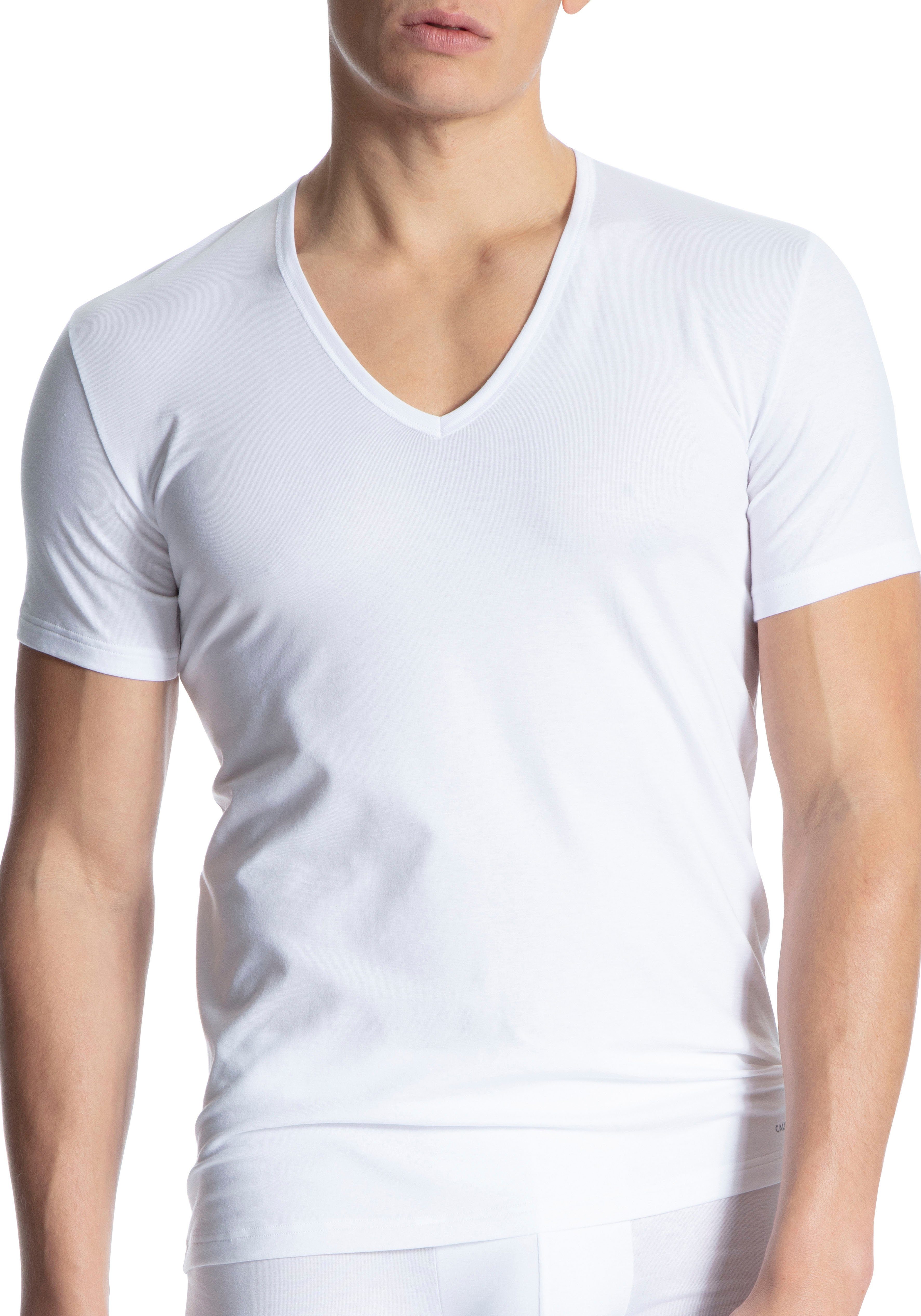 CALIDA T-Shirt Cotton Code V-Ausschnitt, formstabiler Single Jersey, elastisch, Kurzarm