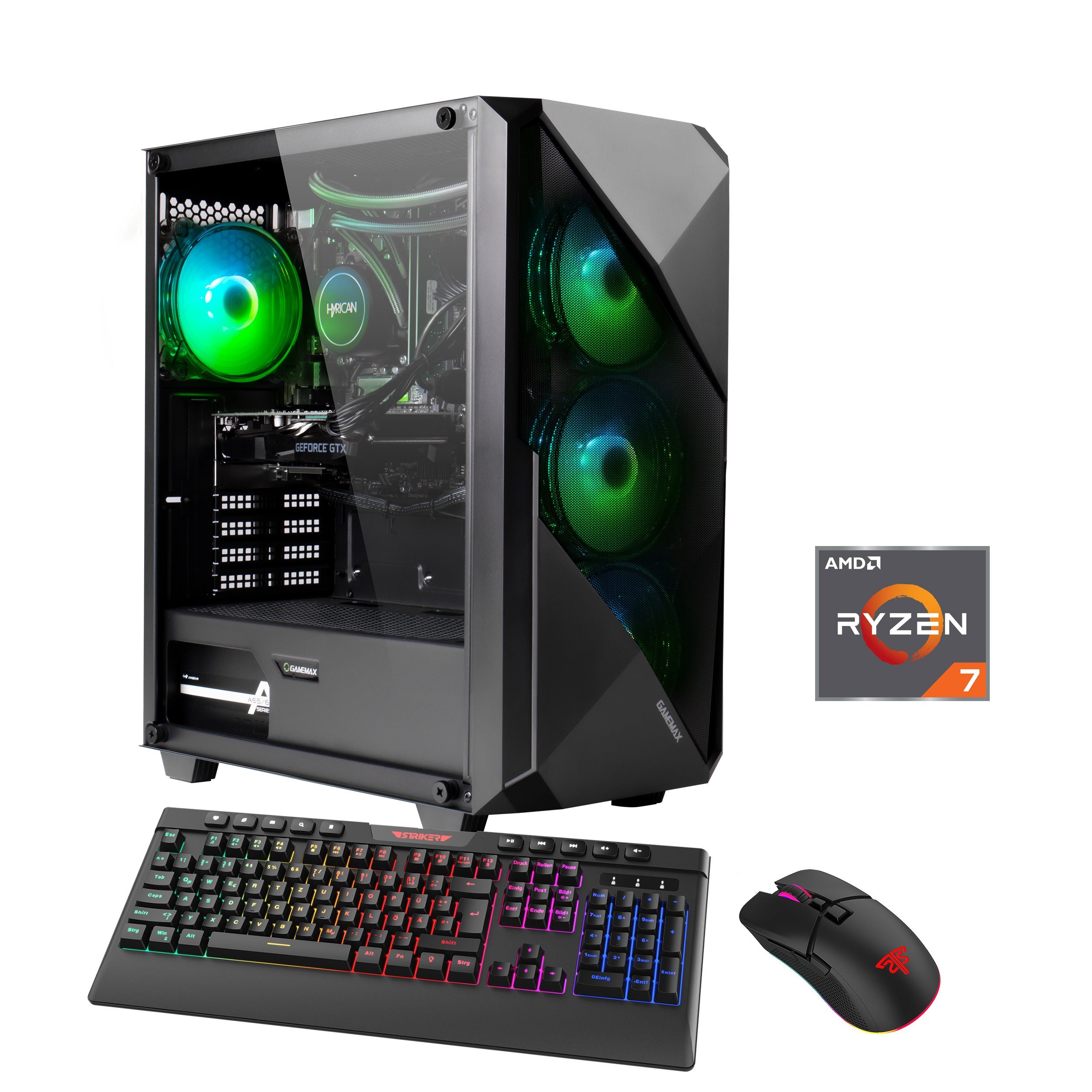 Hyrican Striker 6755 Gaming-PC (Ryzen Ryzen 7 5800X, GeForce RTX 3070, 16 GB RAM, 960 GB SSD, Wasserkühlung, Windows 11)