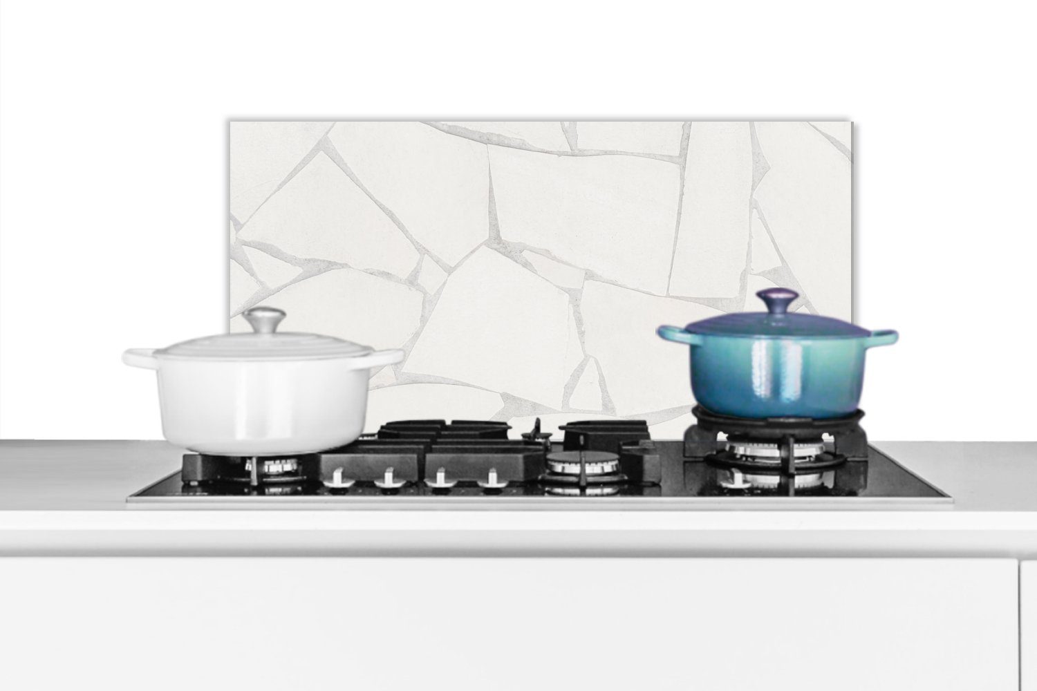 MuchoWow Küchenrückwand Struktur - Stein - Weiß - Grau, (1-tlg), 60x30 cm, Wandschutz, gegen Fett und Schmutzflecken für Küchen