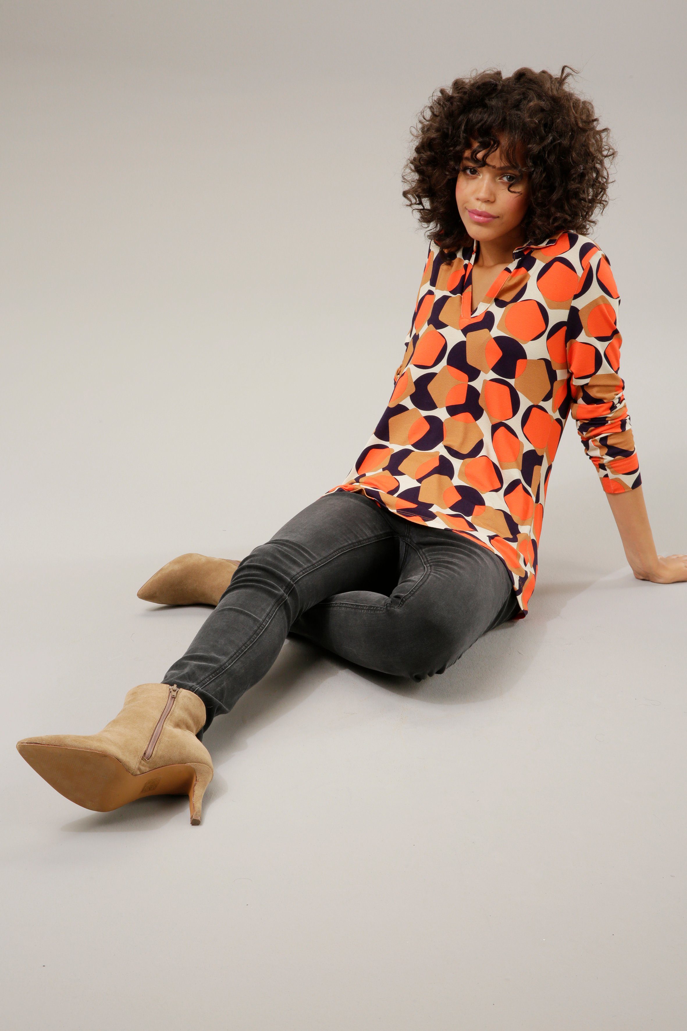 Aniston CASUAL Shirtbluse mit trendigem Retro-Muster - jedes Teil ein Unikat