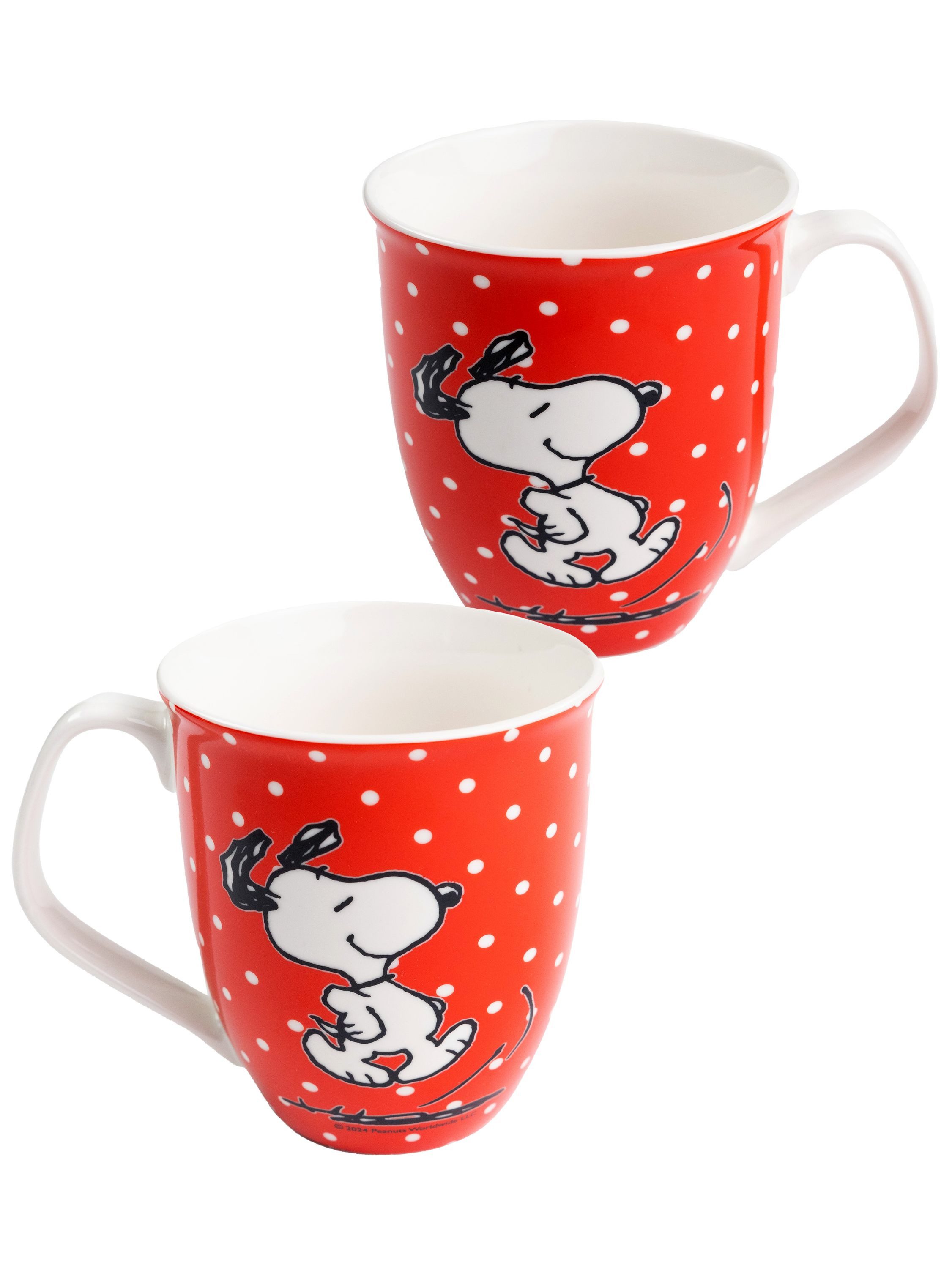 United Labels® Tasse The Peanuts Snoopy Kaffeetasse mit Punkten Becher Keramik 280 ml, Keramik