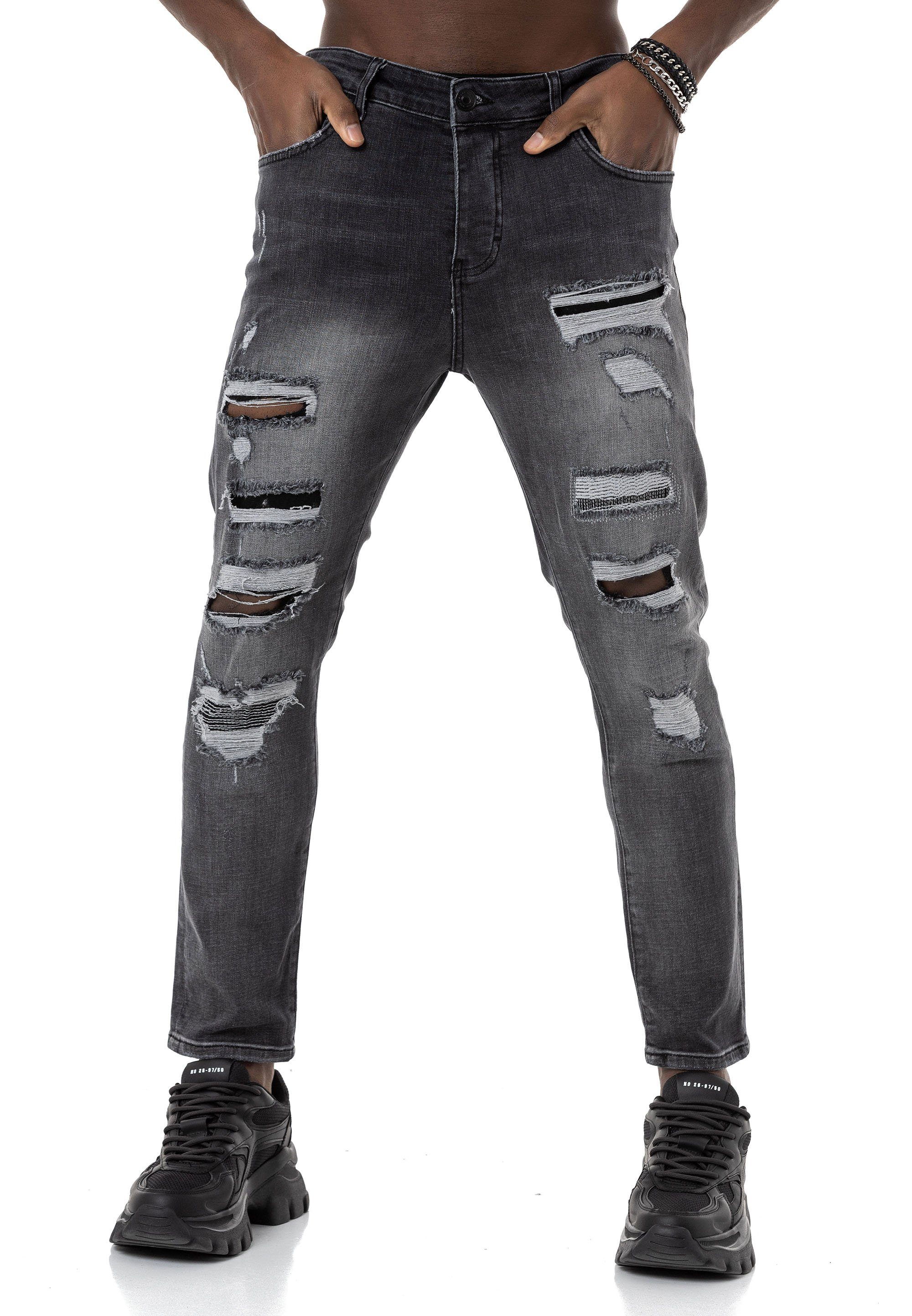 Denim lässige Destroyed-Jeans Anthracite RedBridge 5-Pocket-Style Hose