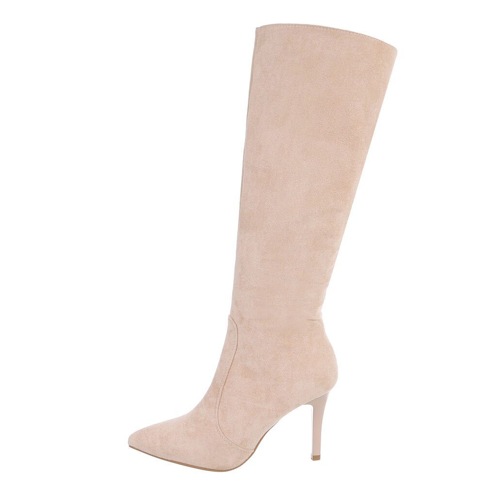 High-Heel-Stiefel Ital-Design Beige Stiefel Elegant Abendschuhe Pfennig-/Stilettoabsatz in High-Heel Damen