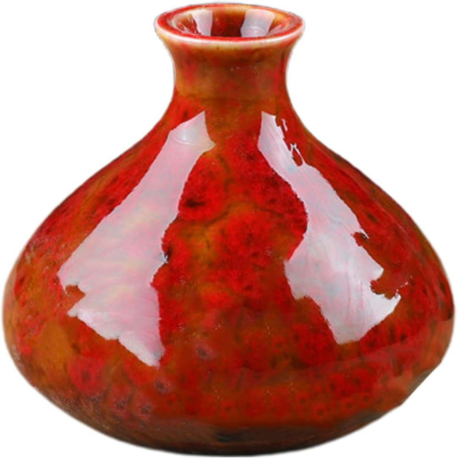 für Heimdekoration, Kaliber Bauch, Regal, SEEZSSA Wohnzimmer, Keramikvase,Blumentopf deko 2.4cm,7x7.5cm,bunt Brenngeformte Keramik-Vase,großer Rot Dekovase
