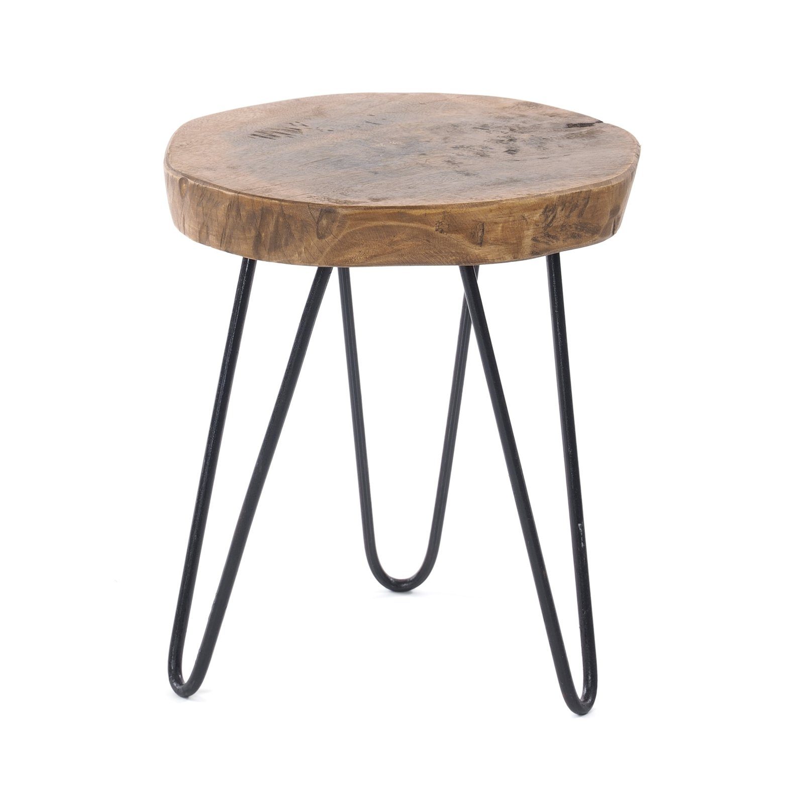 DESIGN DELIGHTS Beistelltisch BEISTELLTISCH "BAUMSCHEIBE", Holz, Metall, Ø 34 cm, Couchtisch