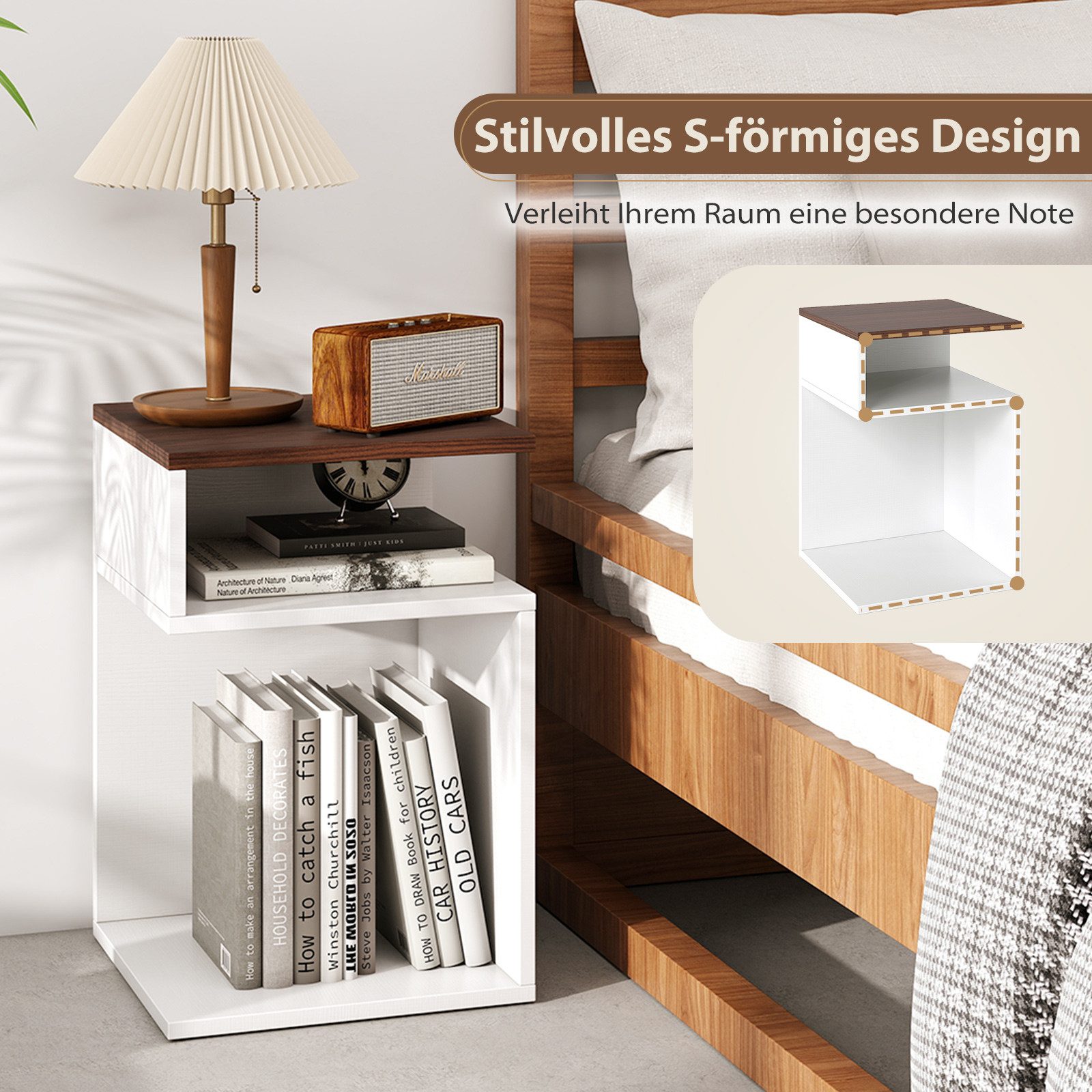 COSTWAY Beistelltisch (2-St), Holz, 3 Ebenen günstig online kaufen
