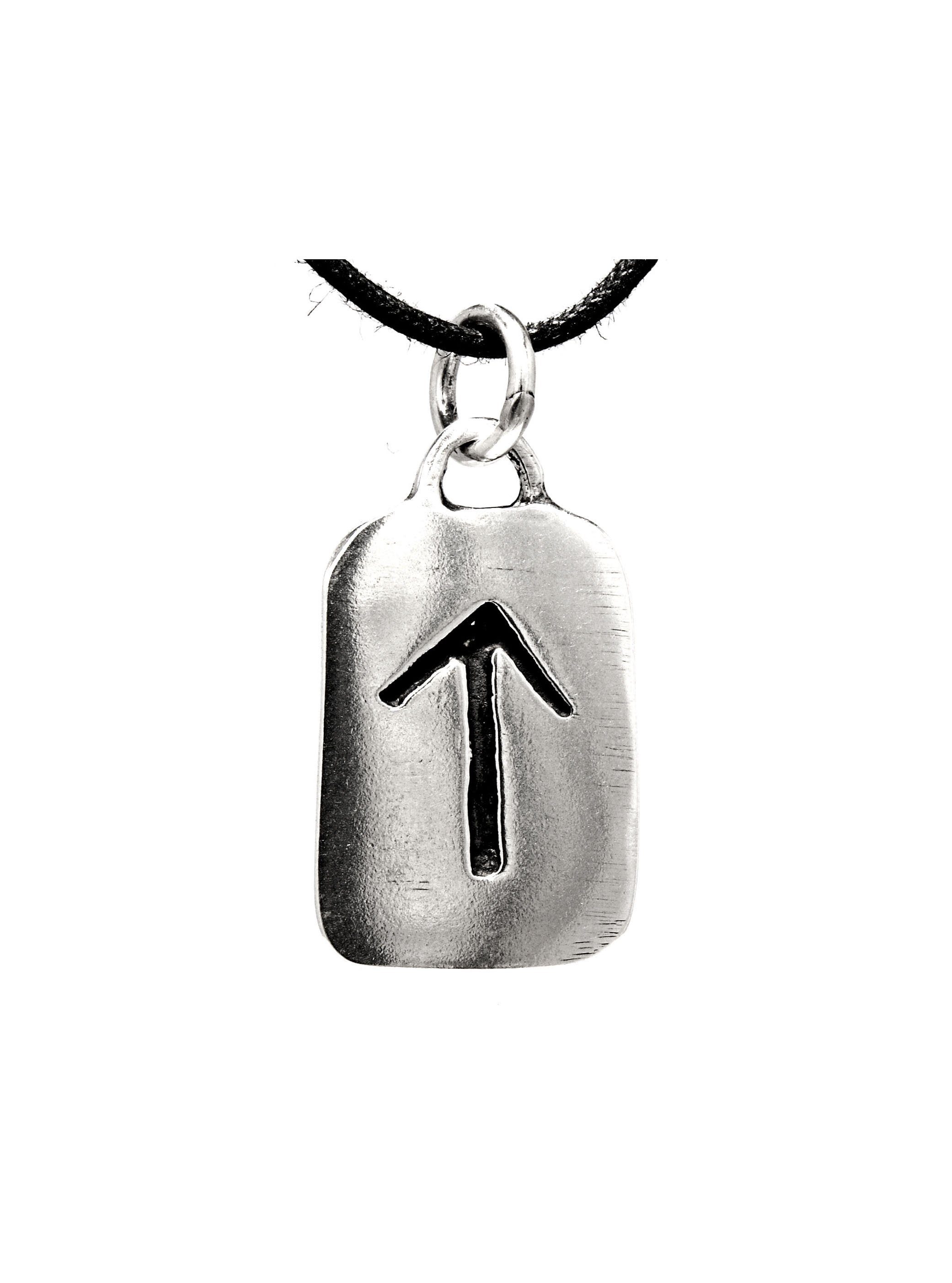 Anhänger Tir Silber Leather Buchstabe Rune of Tyr Tiwaz Kiss 925 Ketten Kettenanhänger T Himmelsgott
