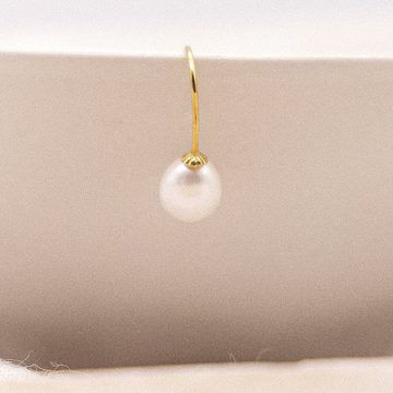 Fascination by Ellen K. Paar Ohrhänger 585 Gold Perle weiß 8-8,5mm