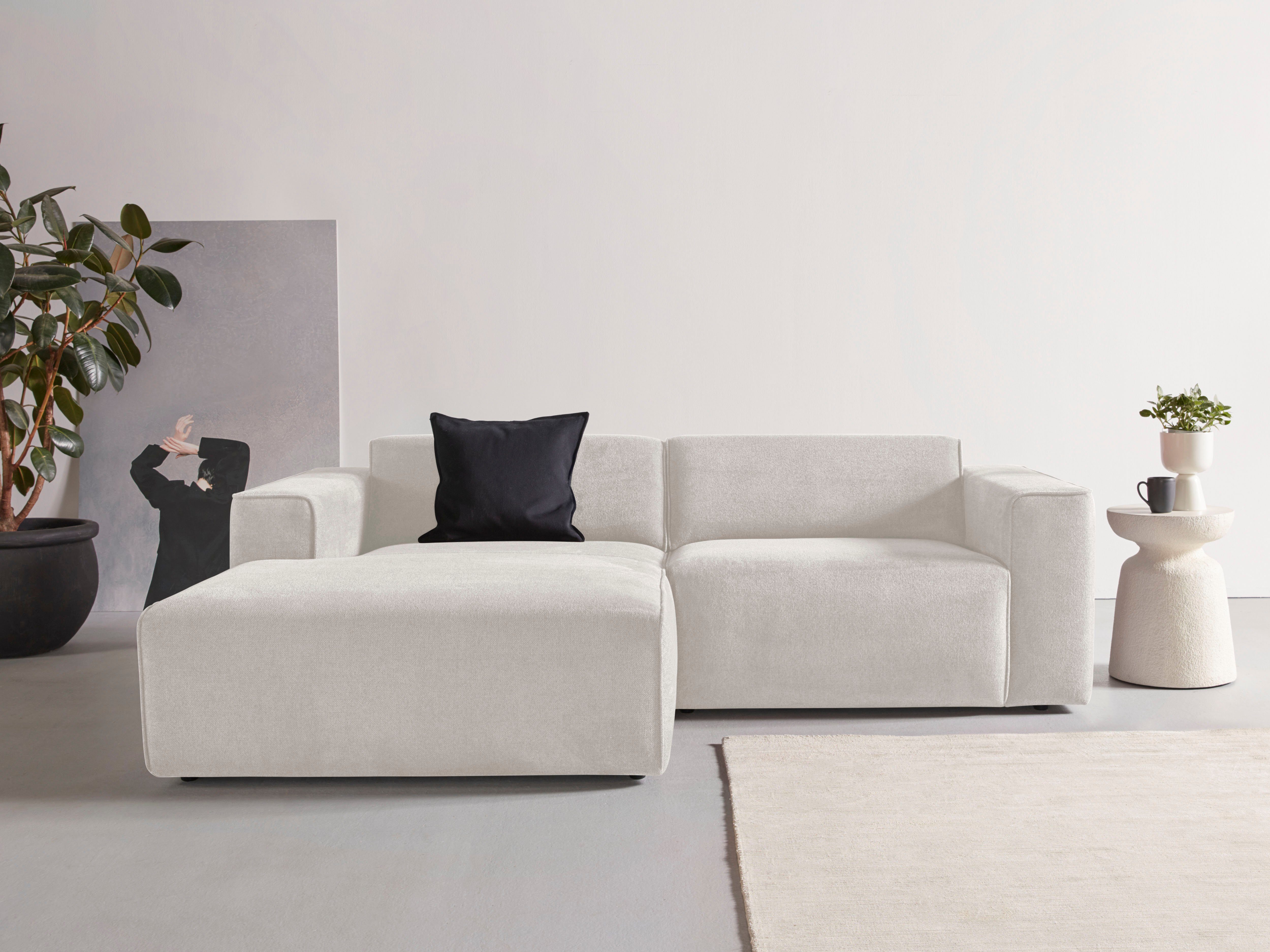 andas Ecksofa "Noord mit Kedernaht, Breite 234 cm", Cord, Struktur, Webstof günstig online kaufen