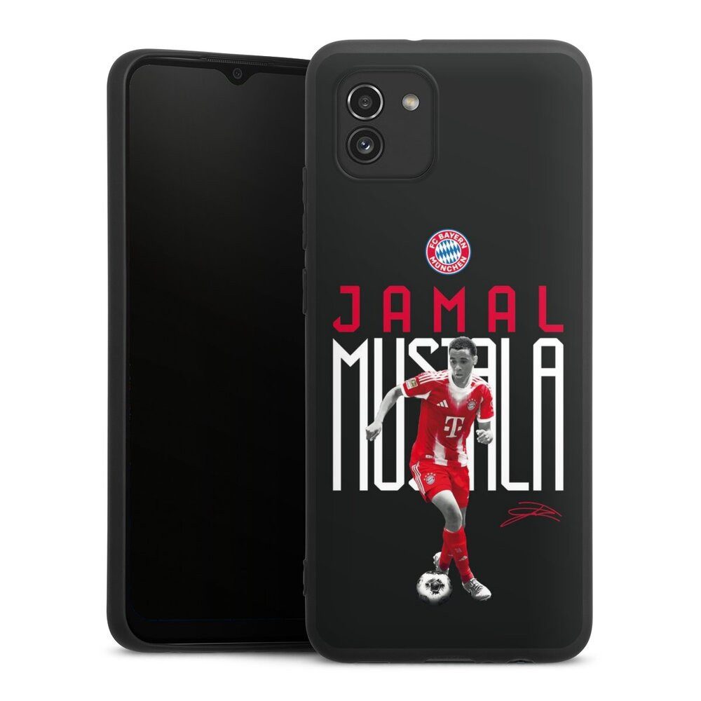 DeinDesign Handyhülle FC Bayern München Jamal Musiala Offizielles Lizenzprodukt, Samsung Galaxy A03 Silikon Hülle Premium Case Handy Schutzhülle