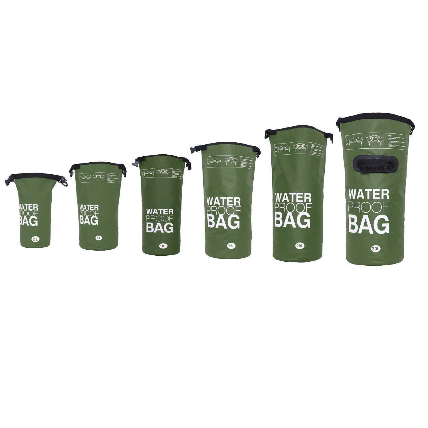 DonDon Drybag Beutel Trockentasche Trockenbeutel (1-tlg), wasserdichter outdoor Drybag olivgrün