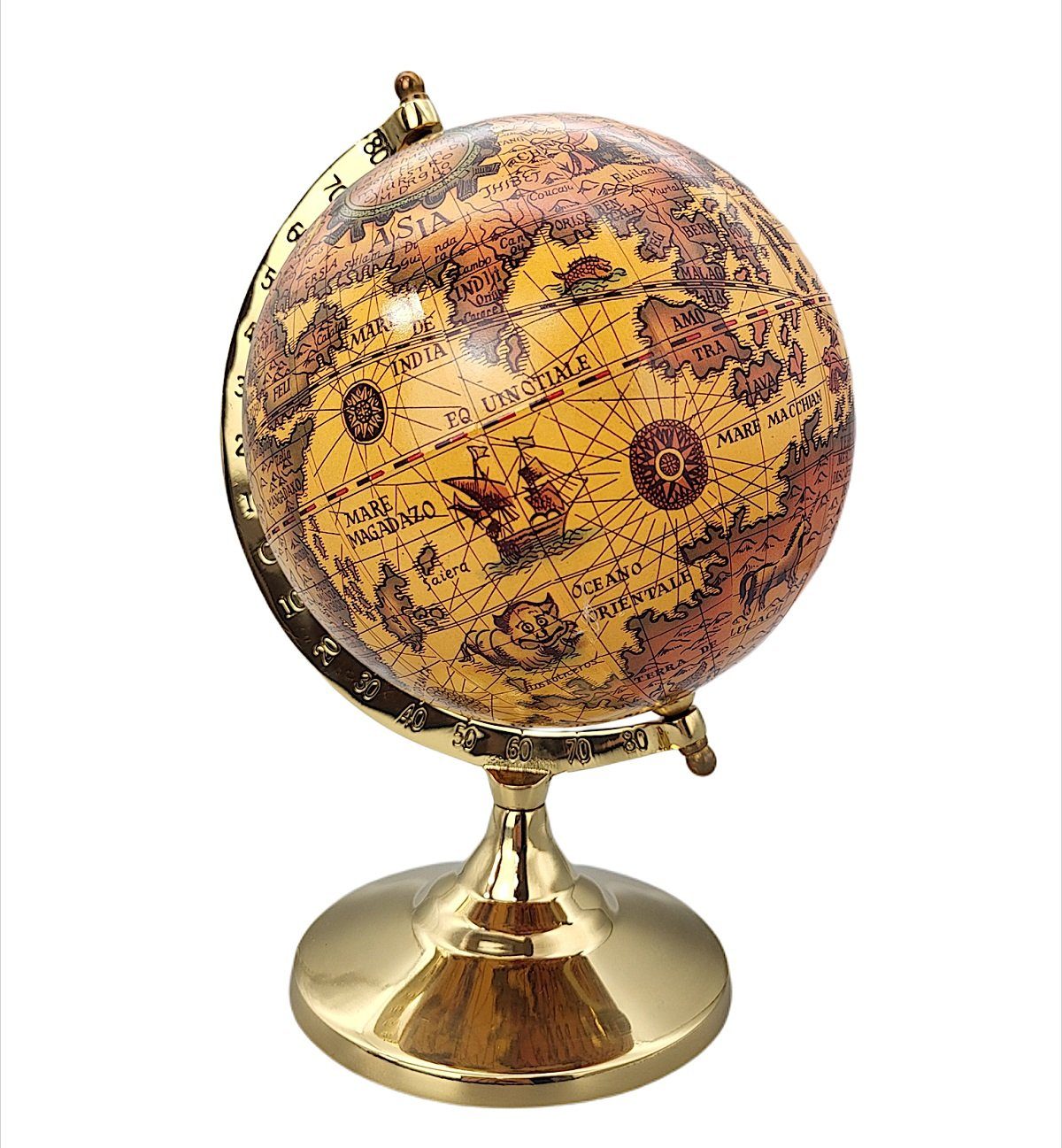 Globus, Erdglobus, Dekoobjekt Linoows Erdkugel des Tischglobus Barock historischer auf Messingstand