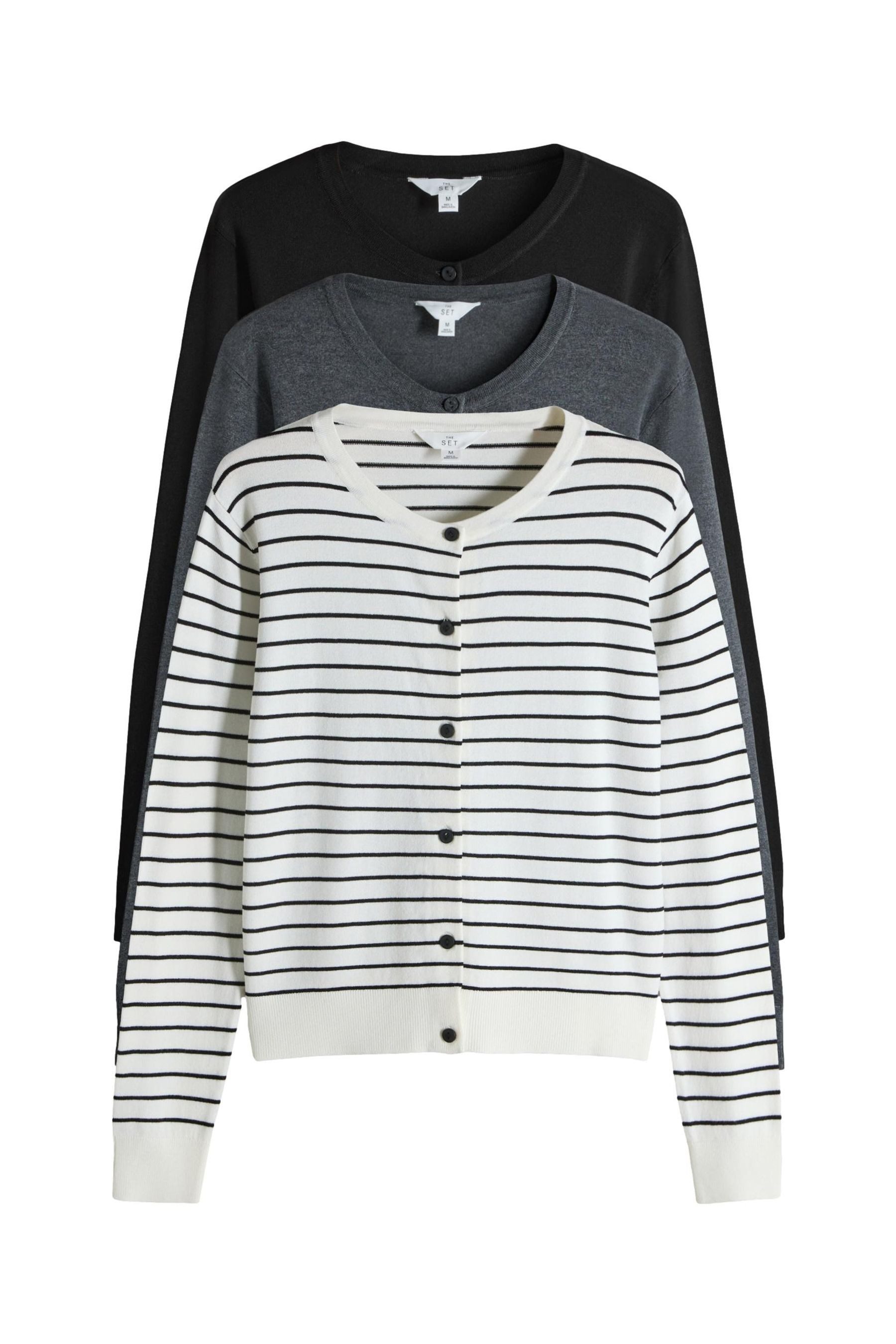 The Set Strickjacke The Set Feinstrick-Strickjacken, 3er-Pack (3-tlg) günstig online kaufen