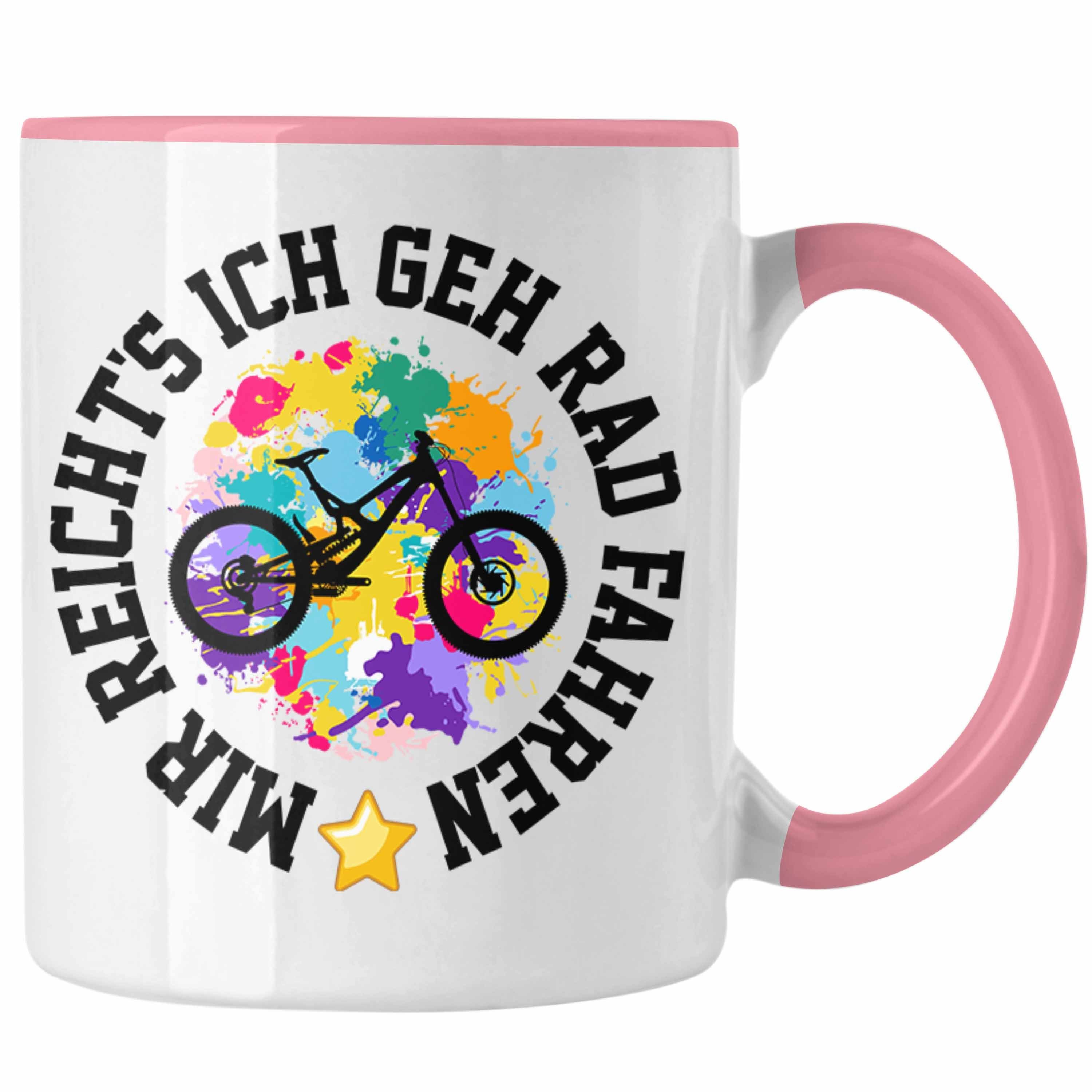 Trendation Tasse Trendation - Mir Reichts Ich Geh Fahrrad Fahren Tasse Geschenk für Fahrradfahrer Lustiger Spruch Männer Frauen Rosa