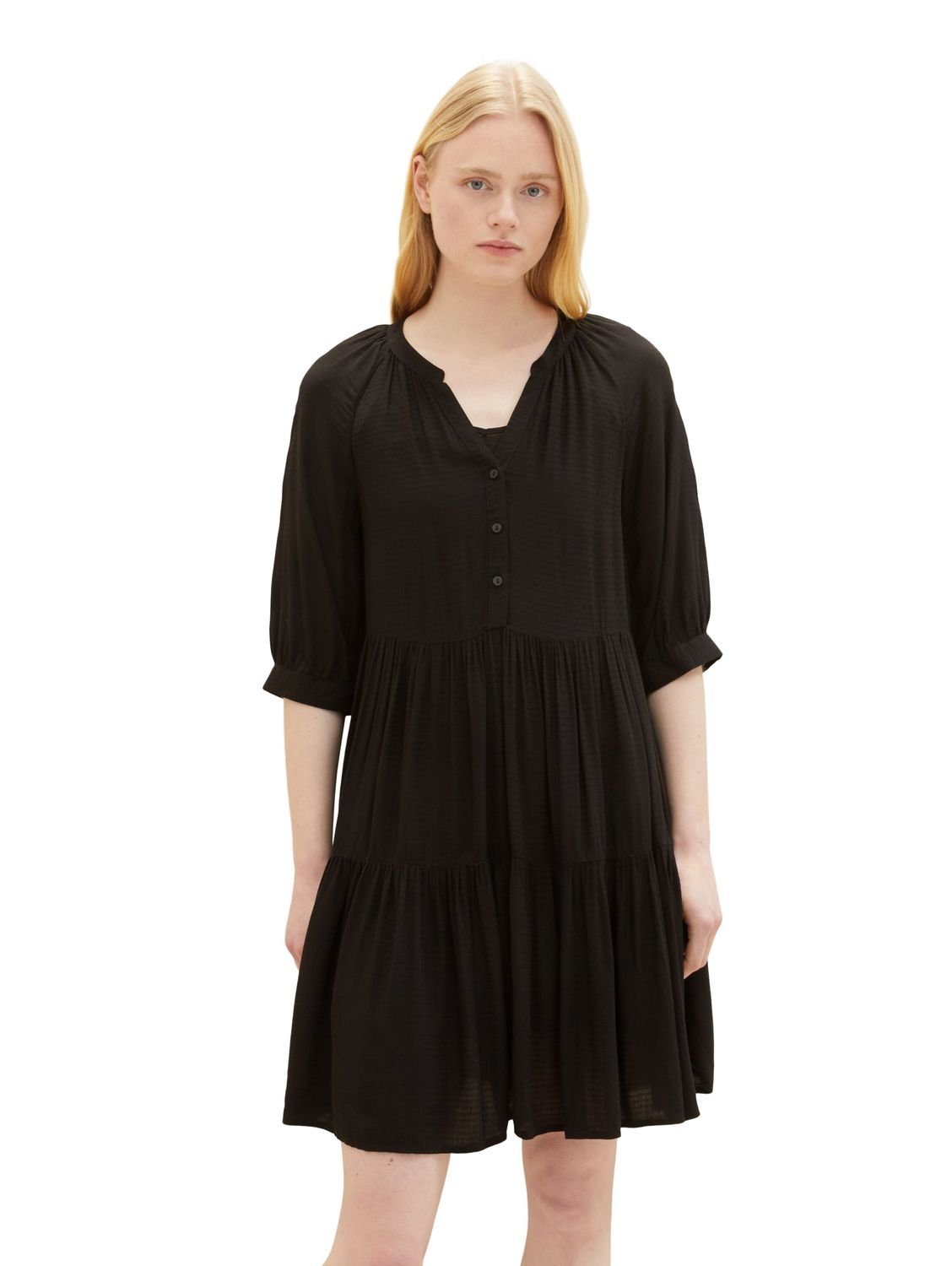 TOM TAILOR Denim Sommerkleid DOBBY BABYDOLL aus Viskose