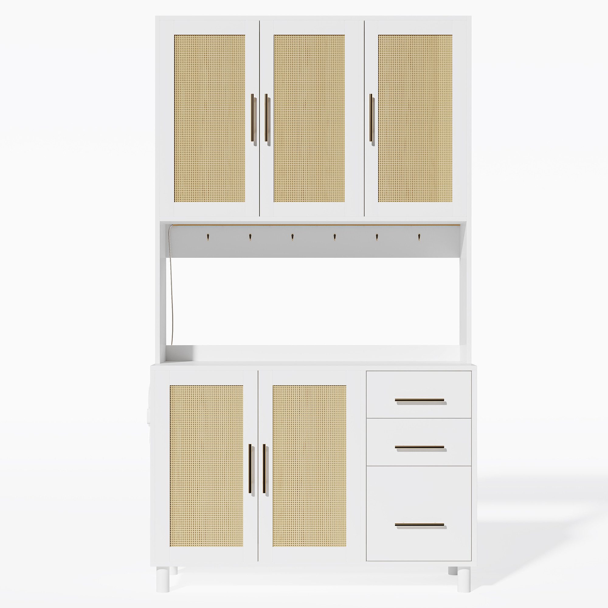 Odikalo Küchenbuffet Buffetschrank Sideboard Schubladen Natur/Schwarz günstig online kaufen