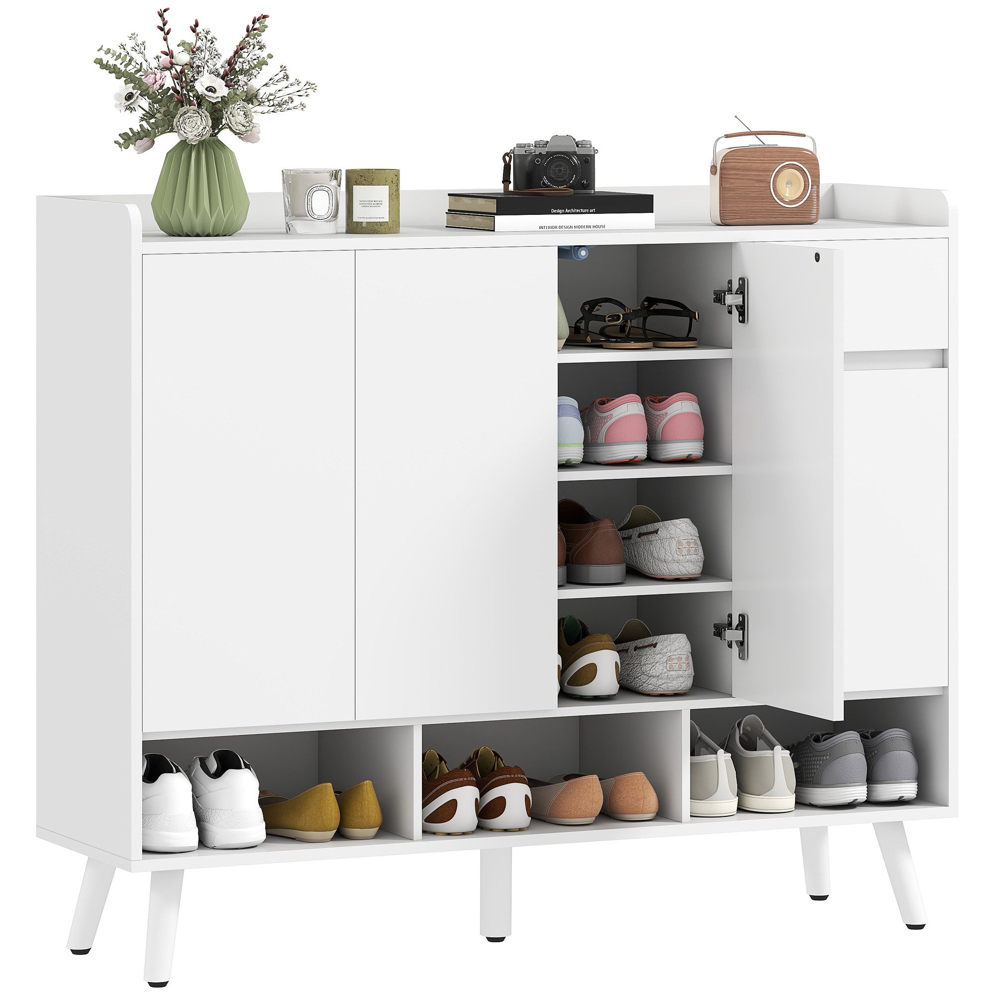 HOMCOM Schuhschrank mit grifflosem Design (Schuhkommode, 1-St., Schuhaufbew günstig online kaufen