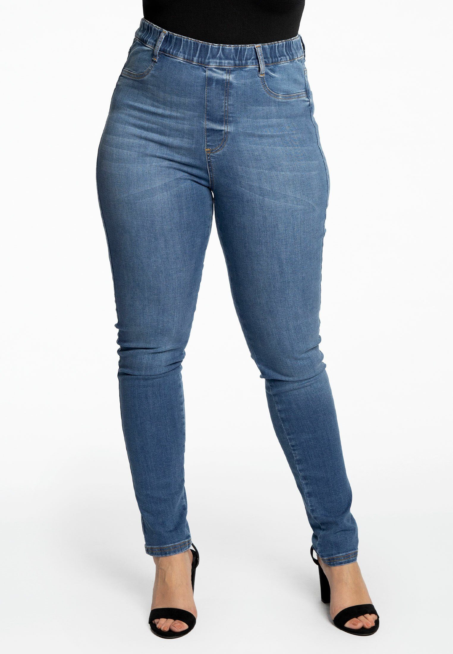 Große Yoek Größen High-waist-Jeans
