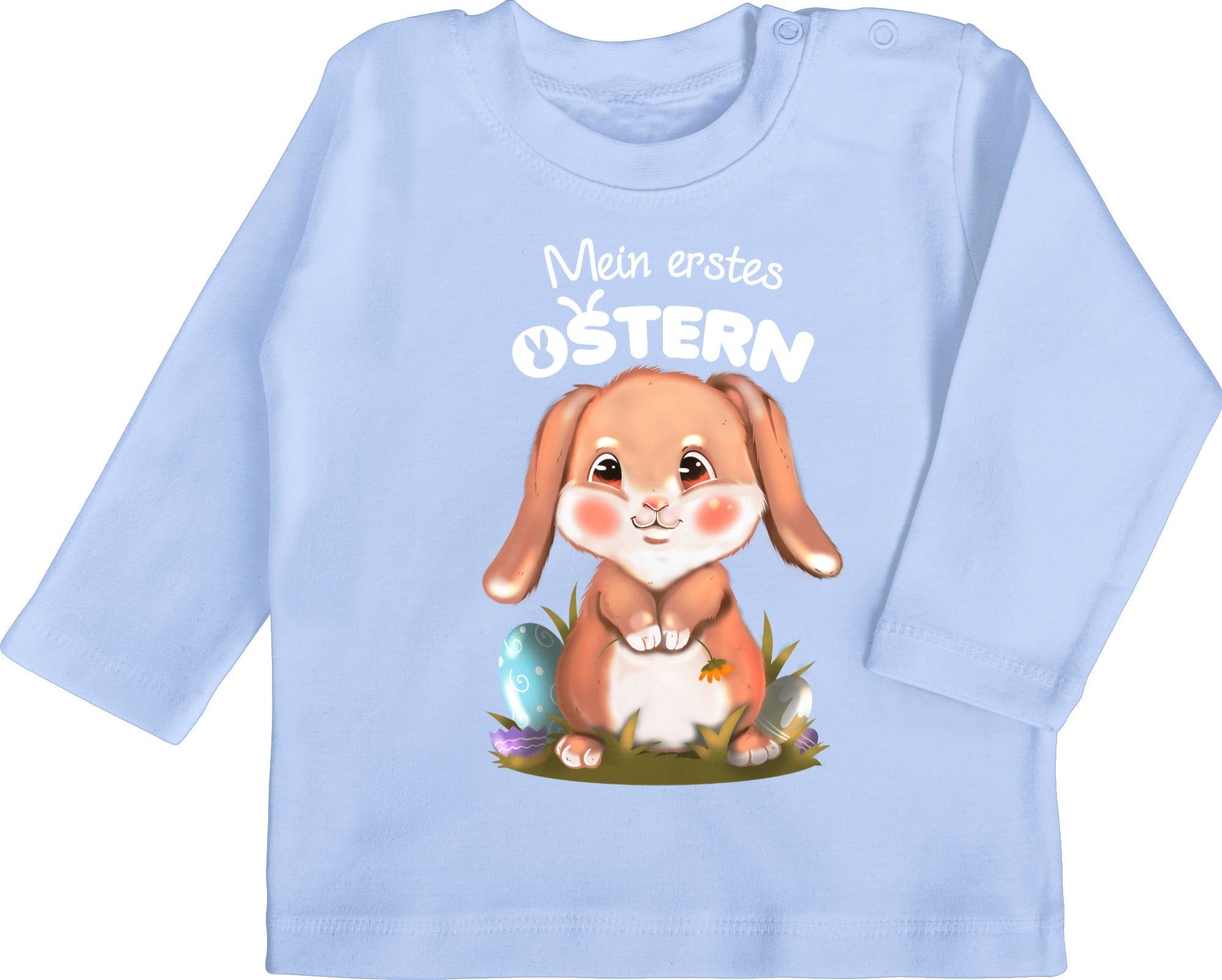 Shirtracer T-Shirt Mein erstes Ostern Hase Aquarell Ostergeschenke 3 Babyblau
